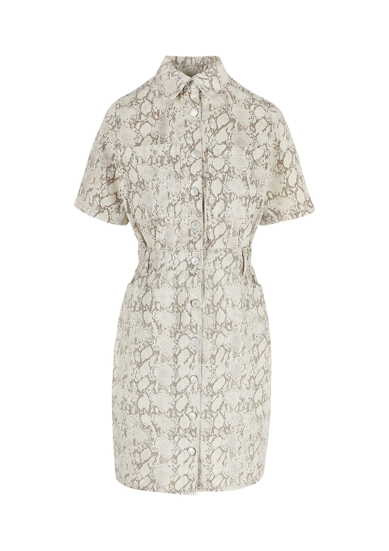 Denim jurk met slangenprint, Denim jurk met slangenprint - LT BEIGE - 08103998_2527