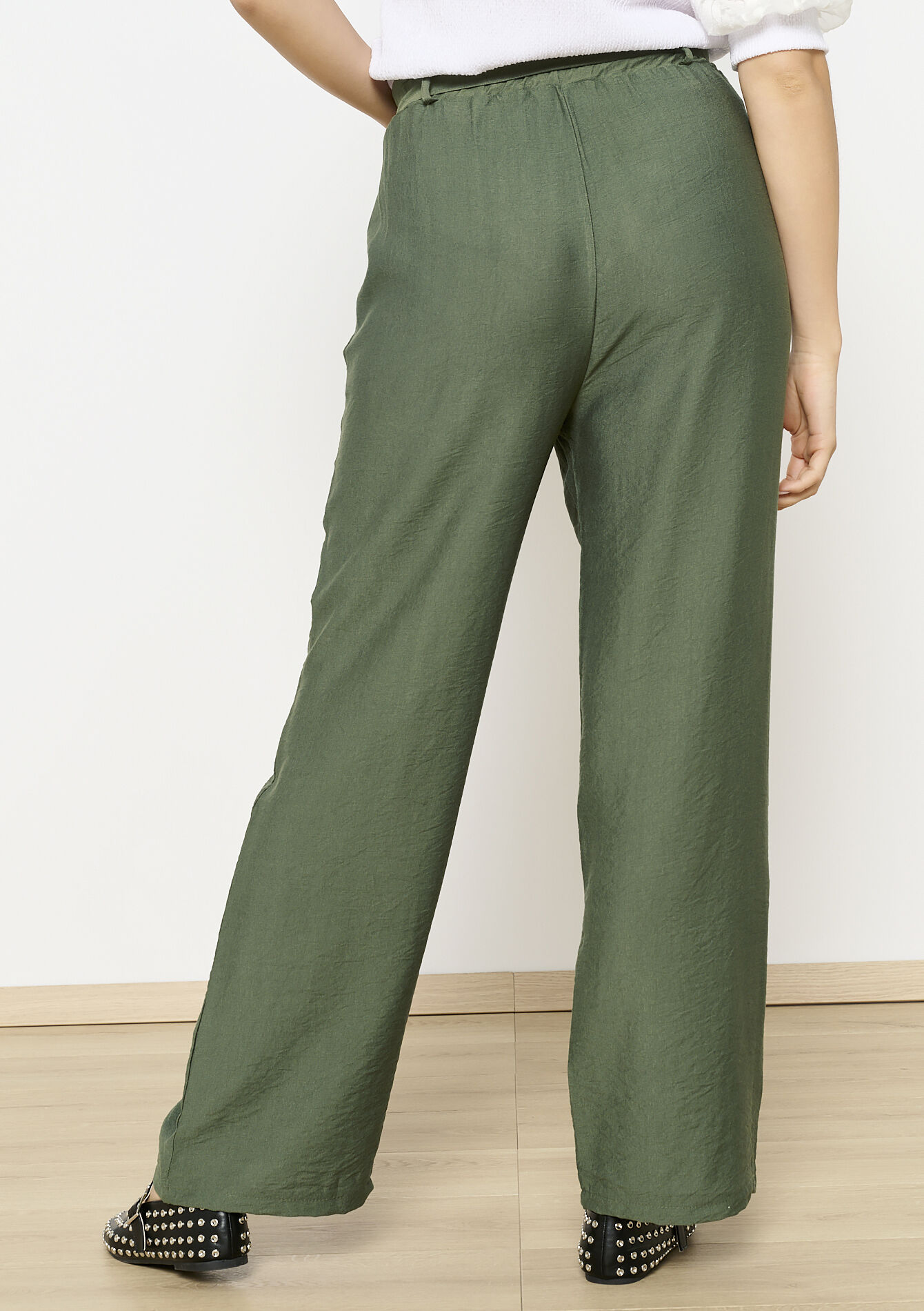 Pantalon fluide ceinturé, Pantalon fluide ceinturé - KHAKI MED - 06600976_4327