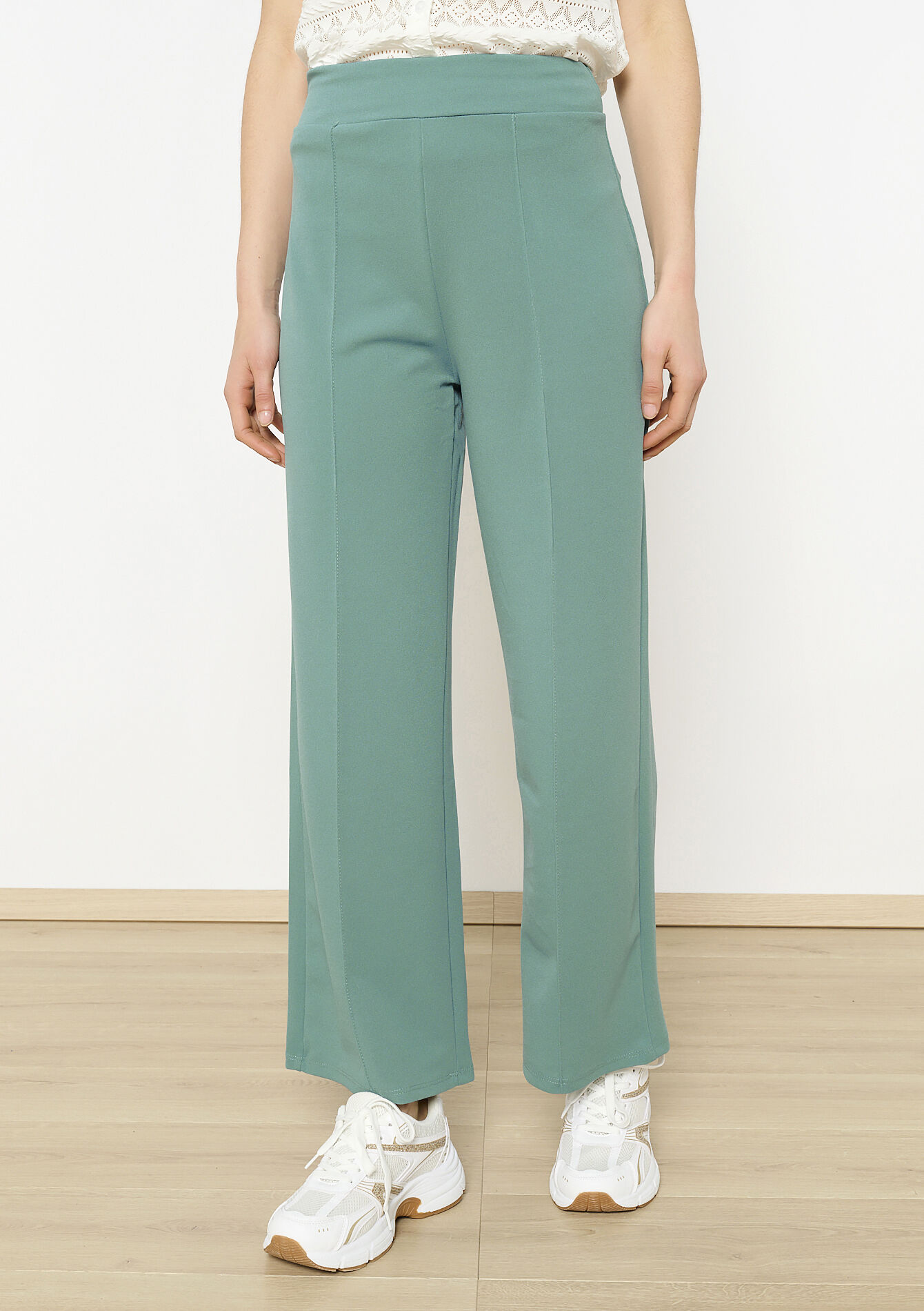Pantalon fluide taille haute, Pantalon fluide taille haute - MINT GREEN - 06600947_1723