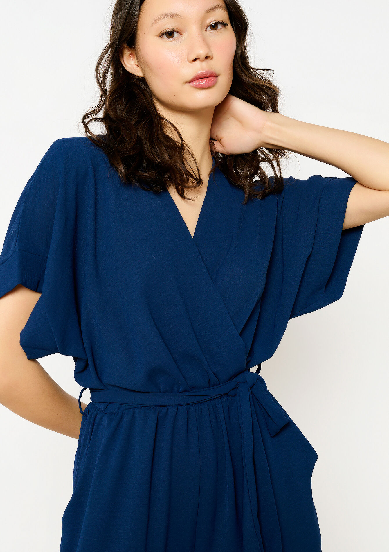 Vloeiende jumpsuit met ceintuur, Vloeiende jumpsuit met ceintuur - NAVY BASIC - 06004613_2723