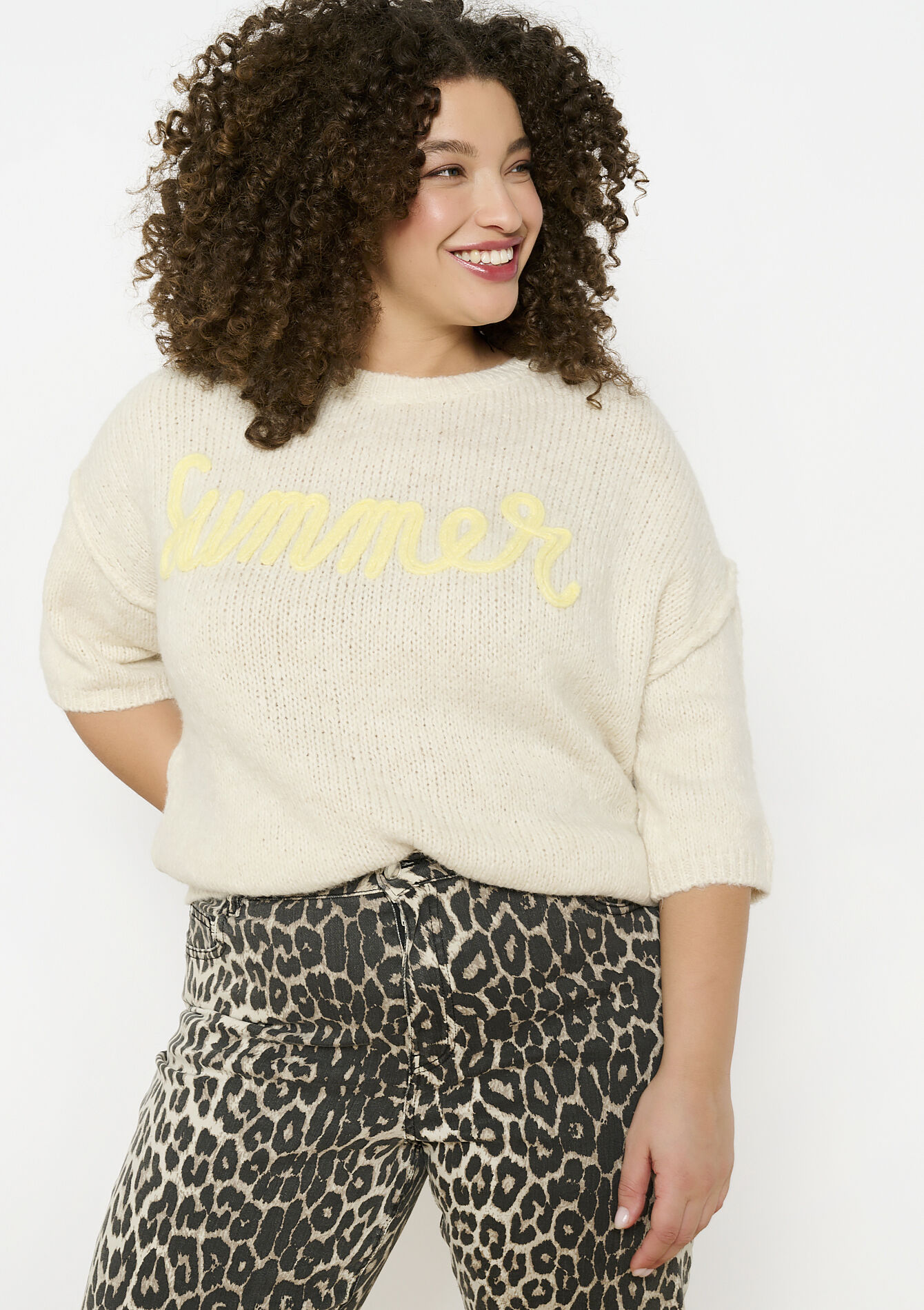 Zachte trui met opschrift, Zachte trui met opschrift - LT BEIGE - 04006907_2527