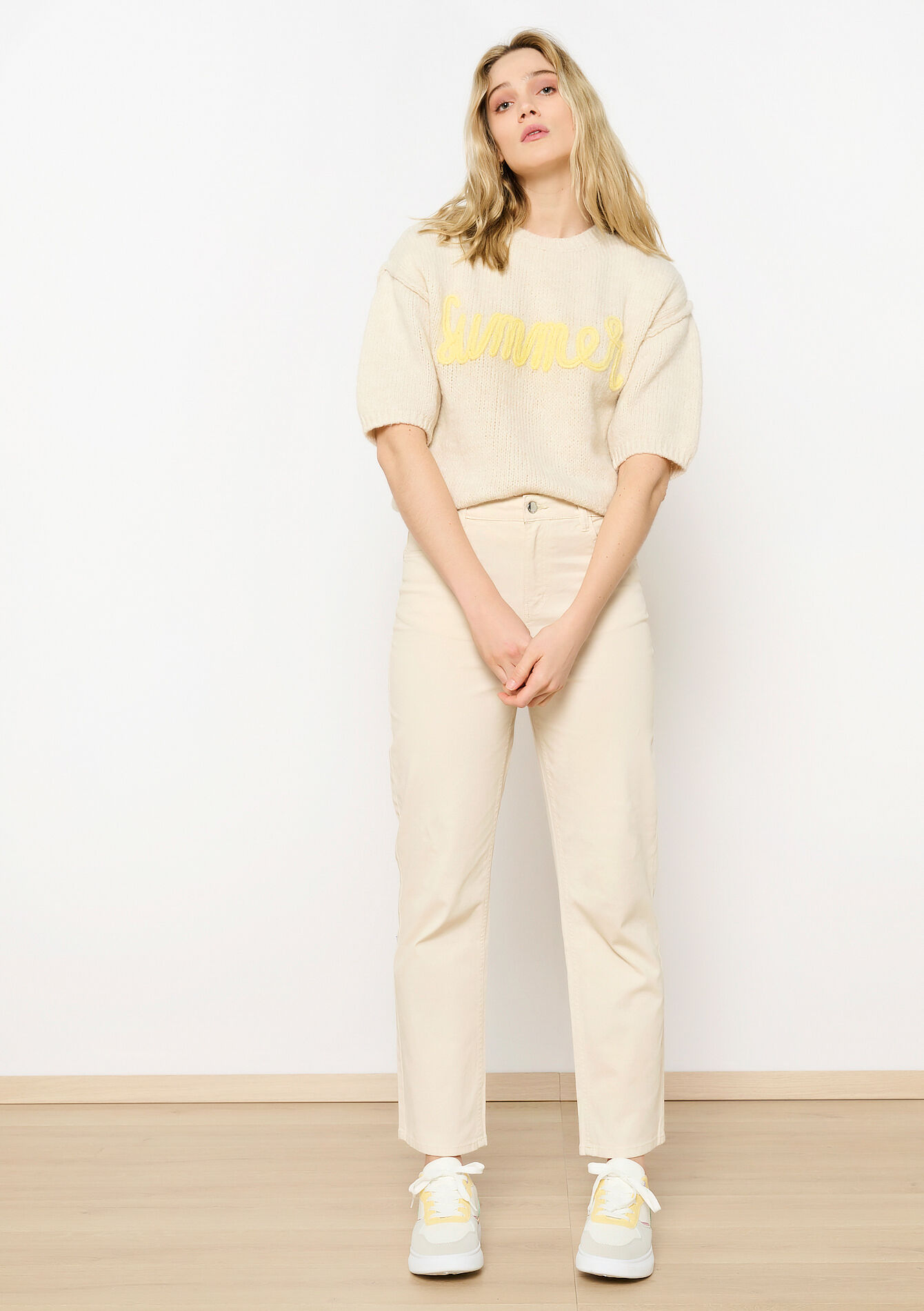 Pants with high waist, Pants with high waist - LT BEIGE - 06004556_2527