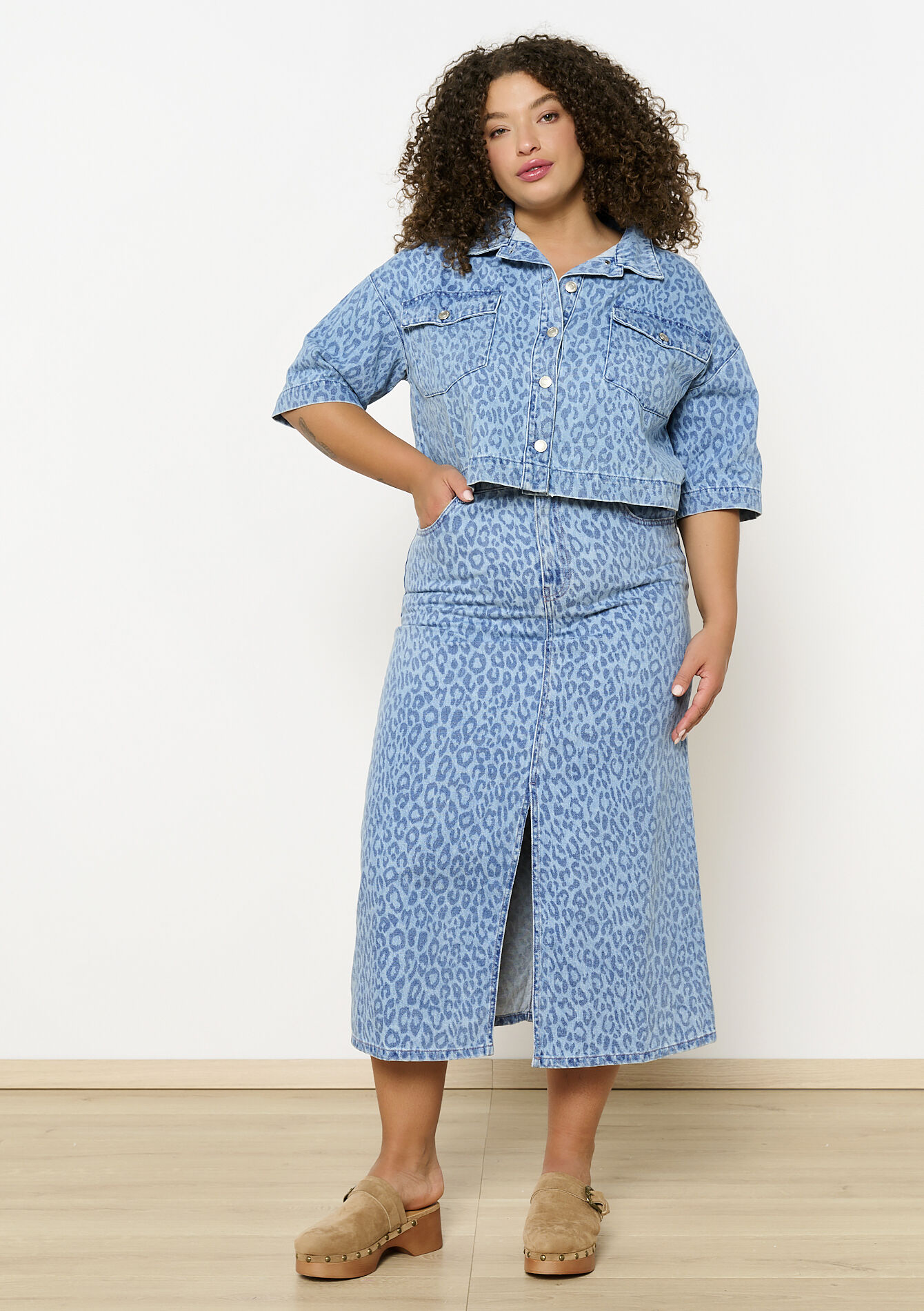 Long denim skirt, Long denim skirt - BLUE BLEACHED - 07101353_0502