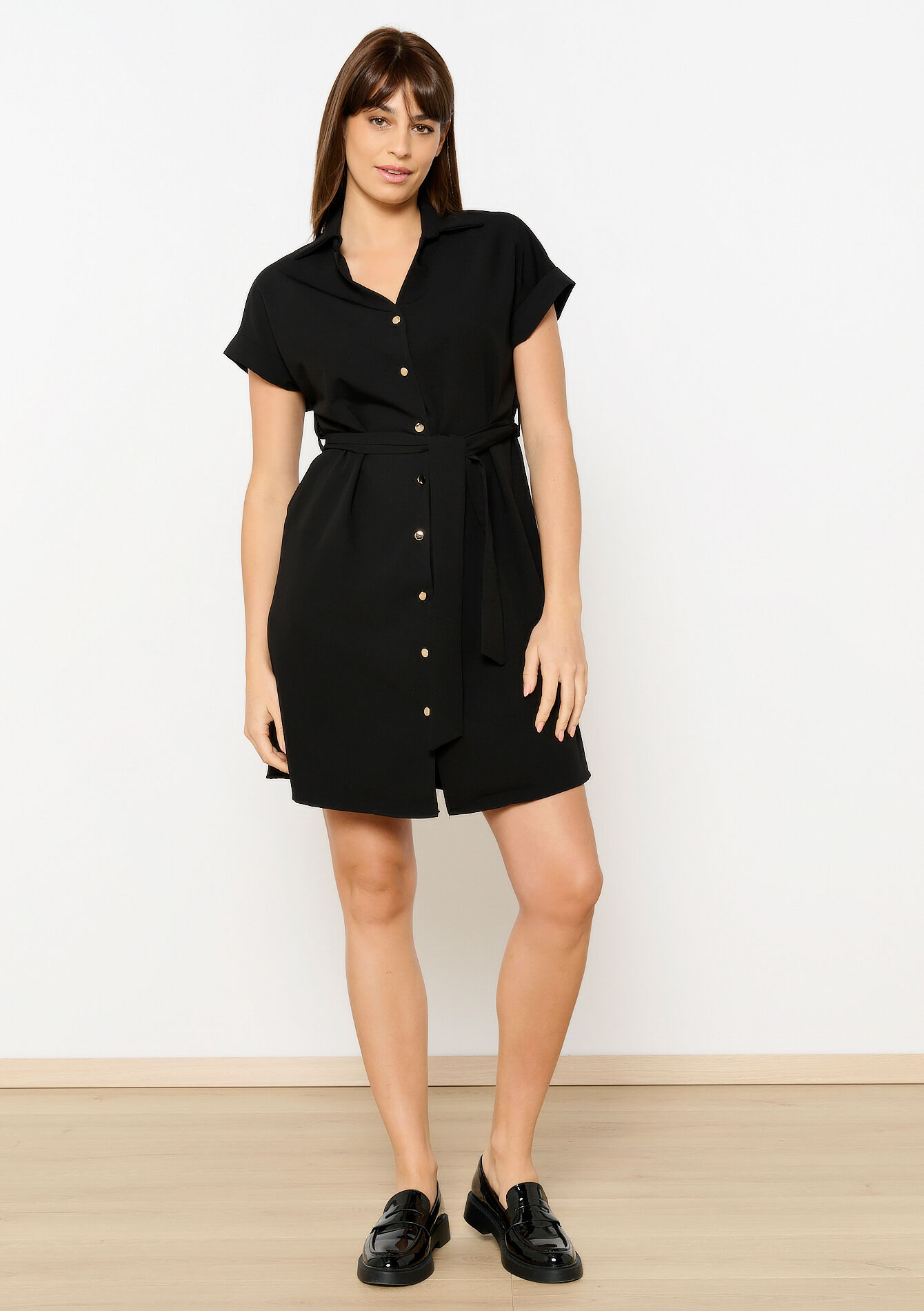 Robe-chemise avec lien à nouer, Robe-chemise avec lien à nouer - BLACK - 08103995_1119