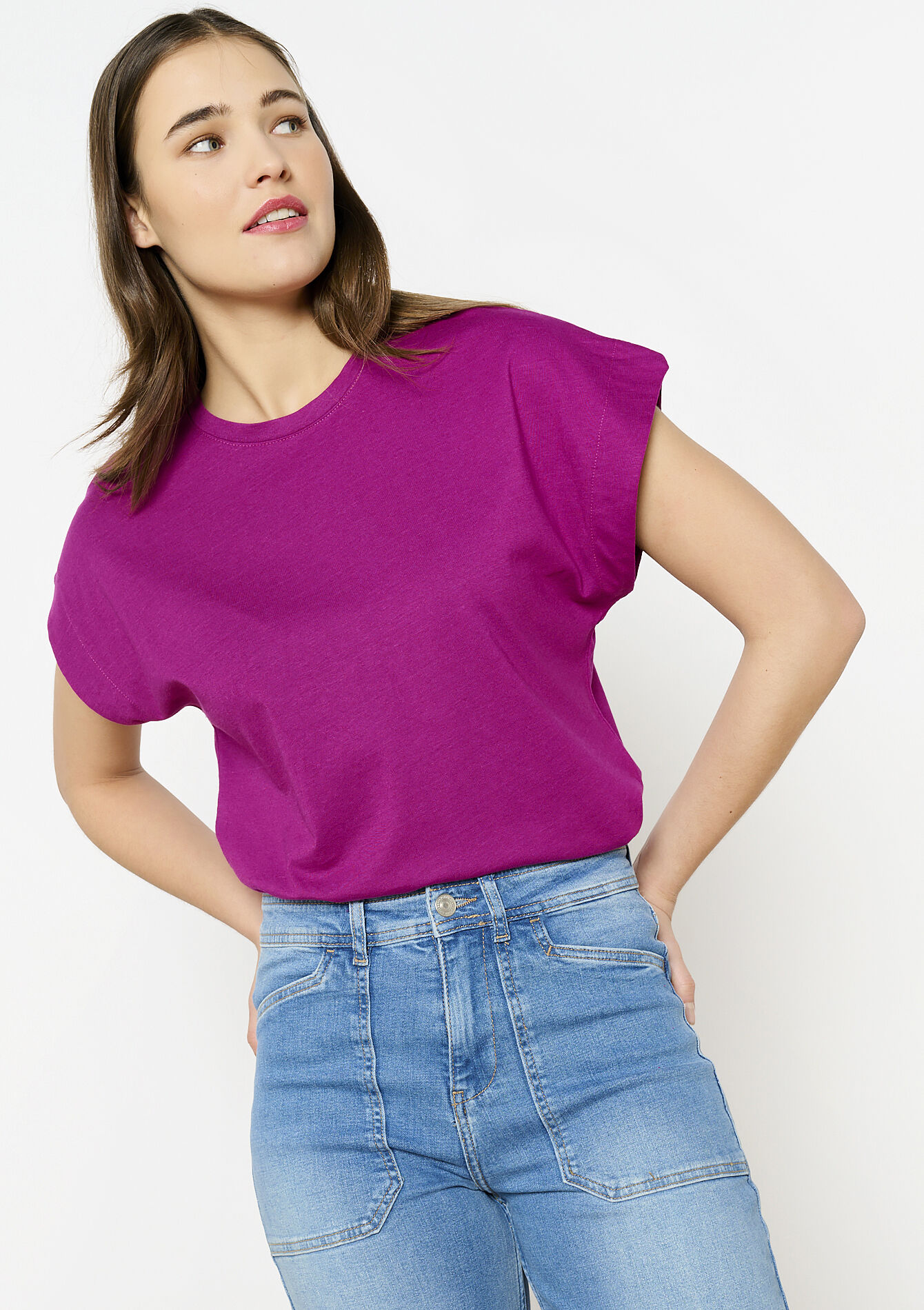 T-shirt basique en coton - VIOLINE - 02301672_2576