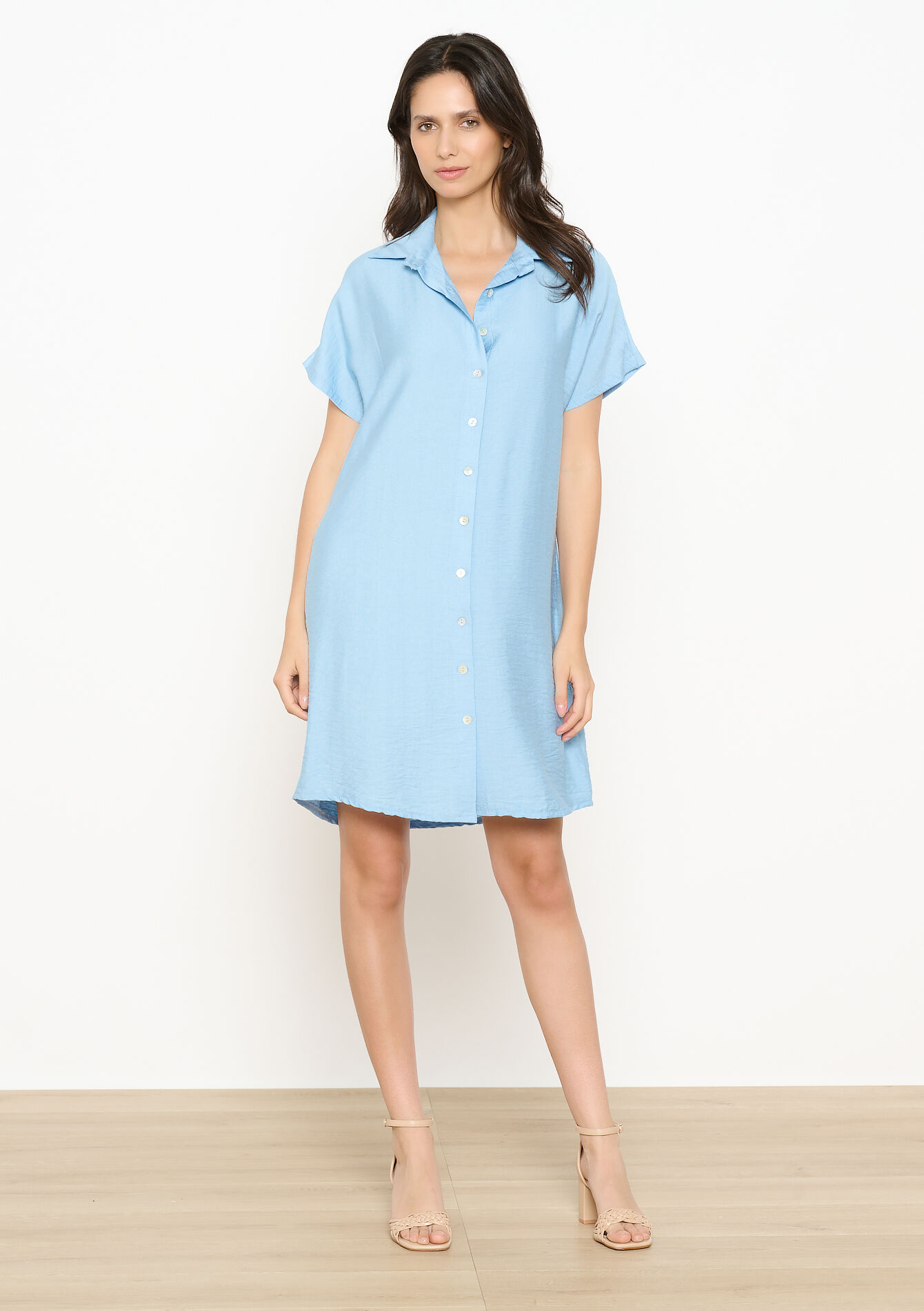 Korte overhemdjurk, Korte overhemdjurk - BLUE PASTEL - 08104132_3003