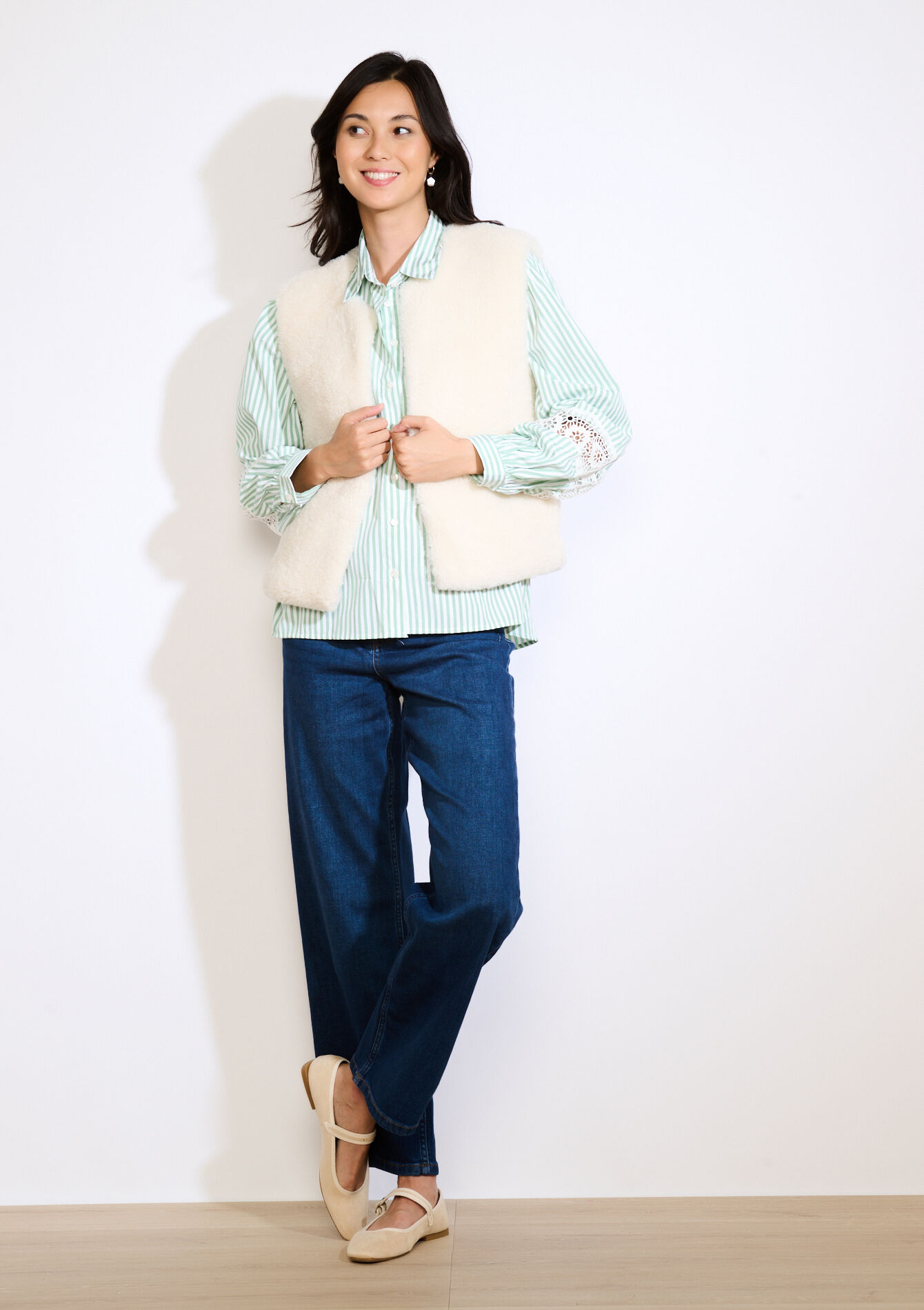 Mouwloos teddy gilet - OFFWHITE - 09001471_1001