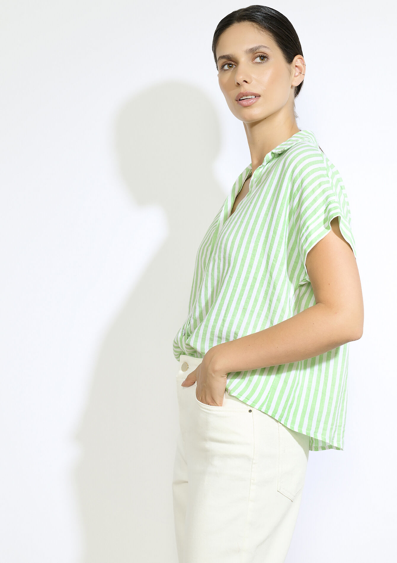 Luchtige gestreepte blouse, Luchtige gestreepte blouse - MINT GREEN - 05702845_1723