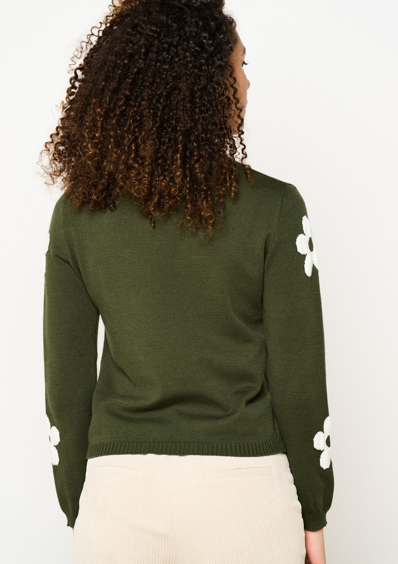 Trui met bloemen, Trui met bloemen - KHAKI MED - 04006757_4327