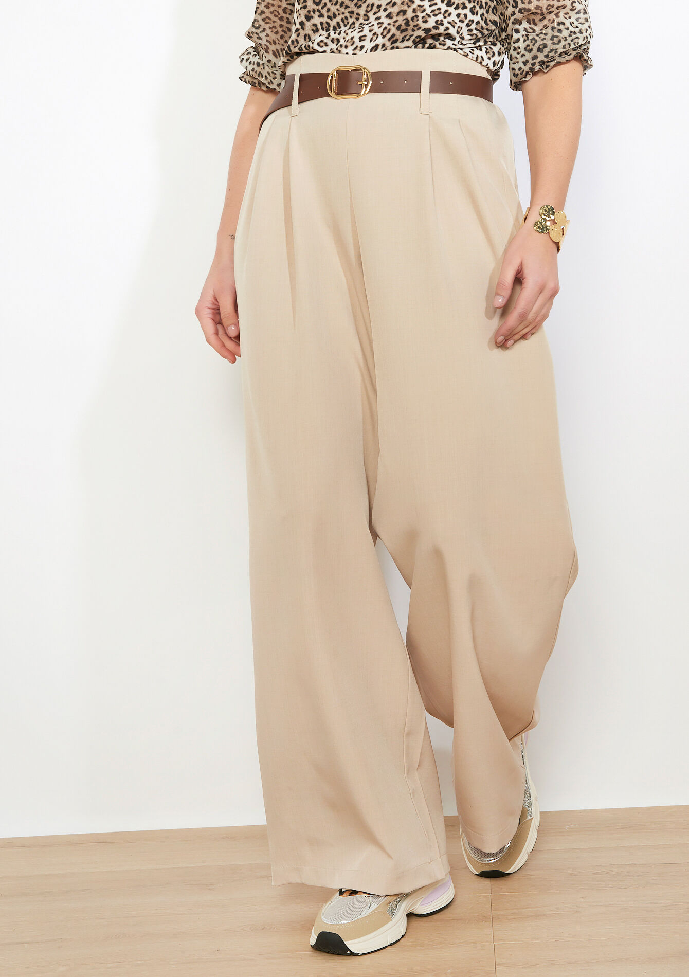Elegante wijde broek - LT BEIGE - 06601117_2527