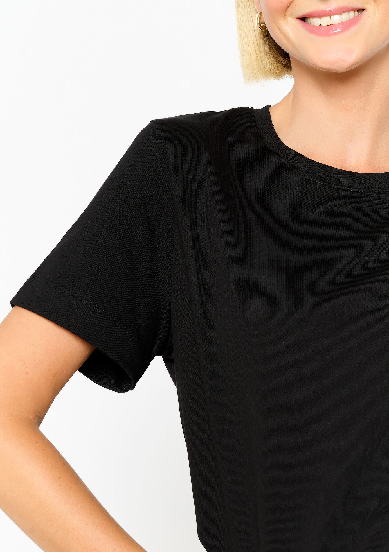 T-shirt coupe boxy, T-shirt coupe boxy - BLACK - 02301611_1119