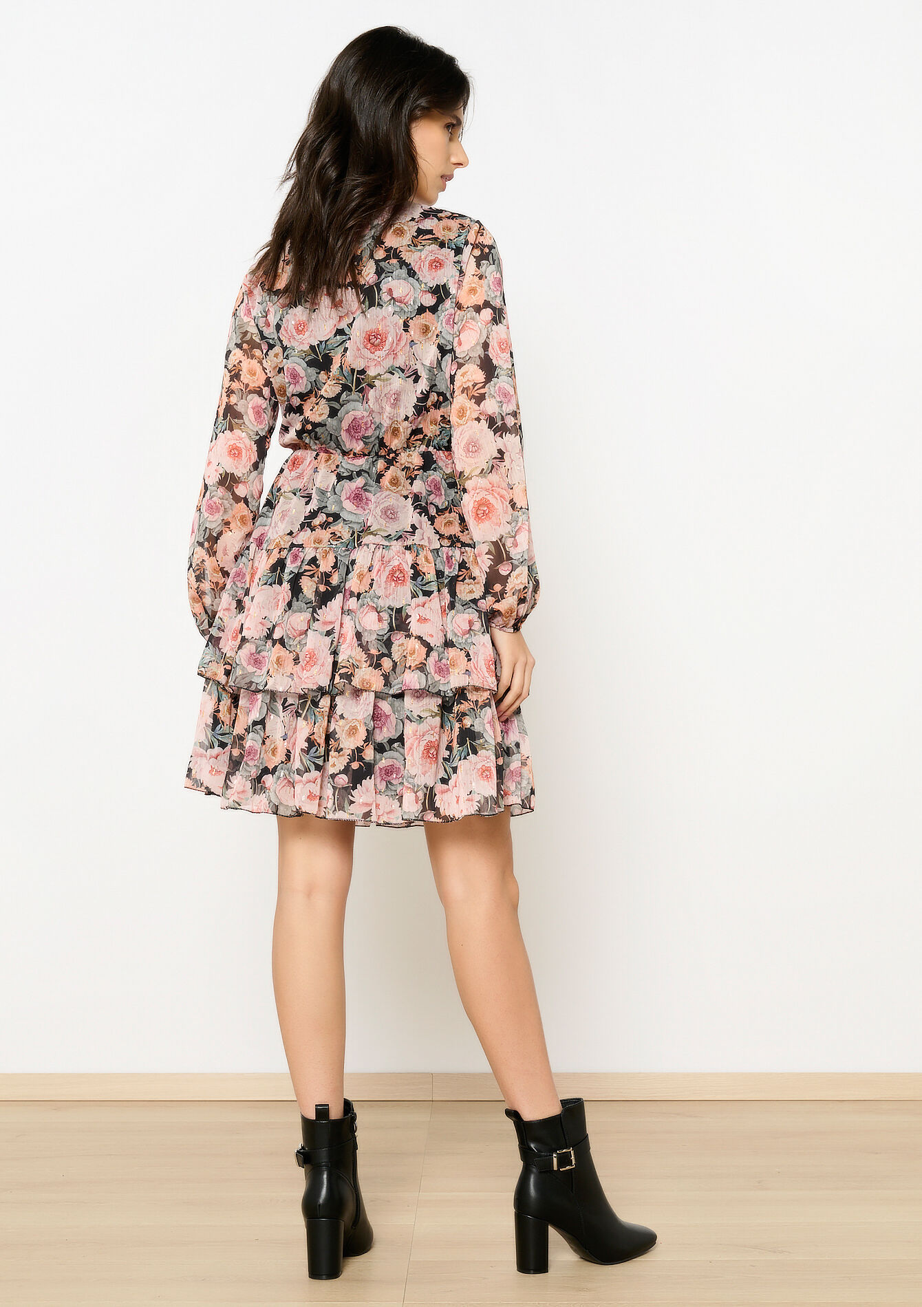 Robe cache-coeur à imprimé fleuri, Robe cache-coeur à imprimé fleuri - BLACK - 08104001_1119