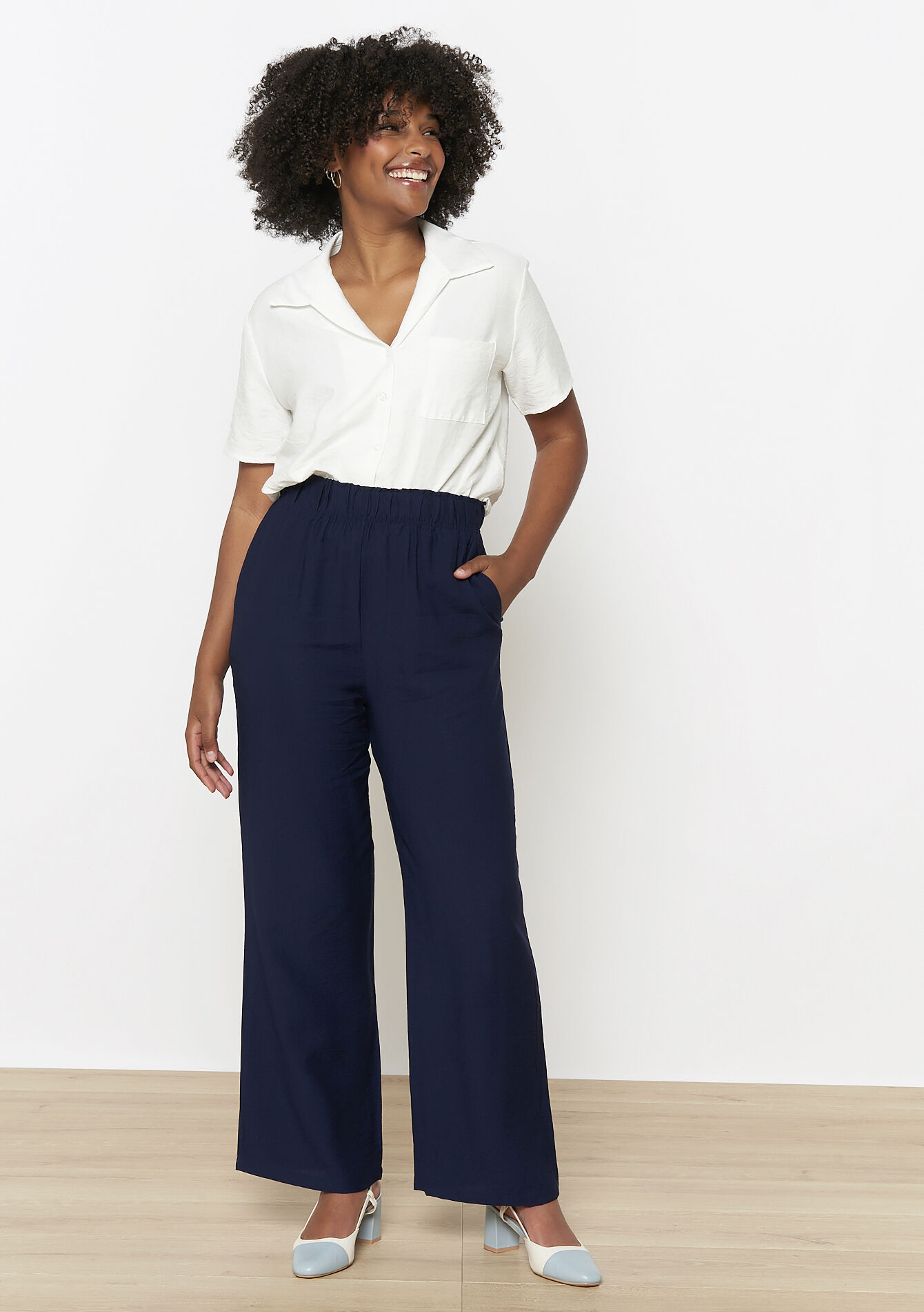 Losvallende wijde broek, Losvallende wijde broek - NAVY BASIC - 06600927_2723