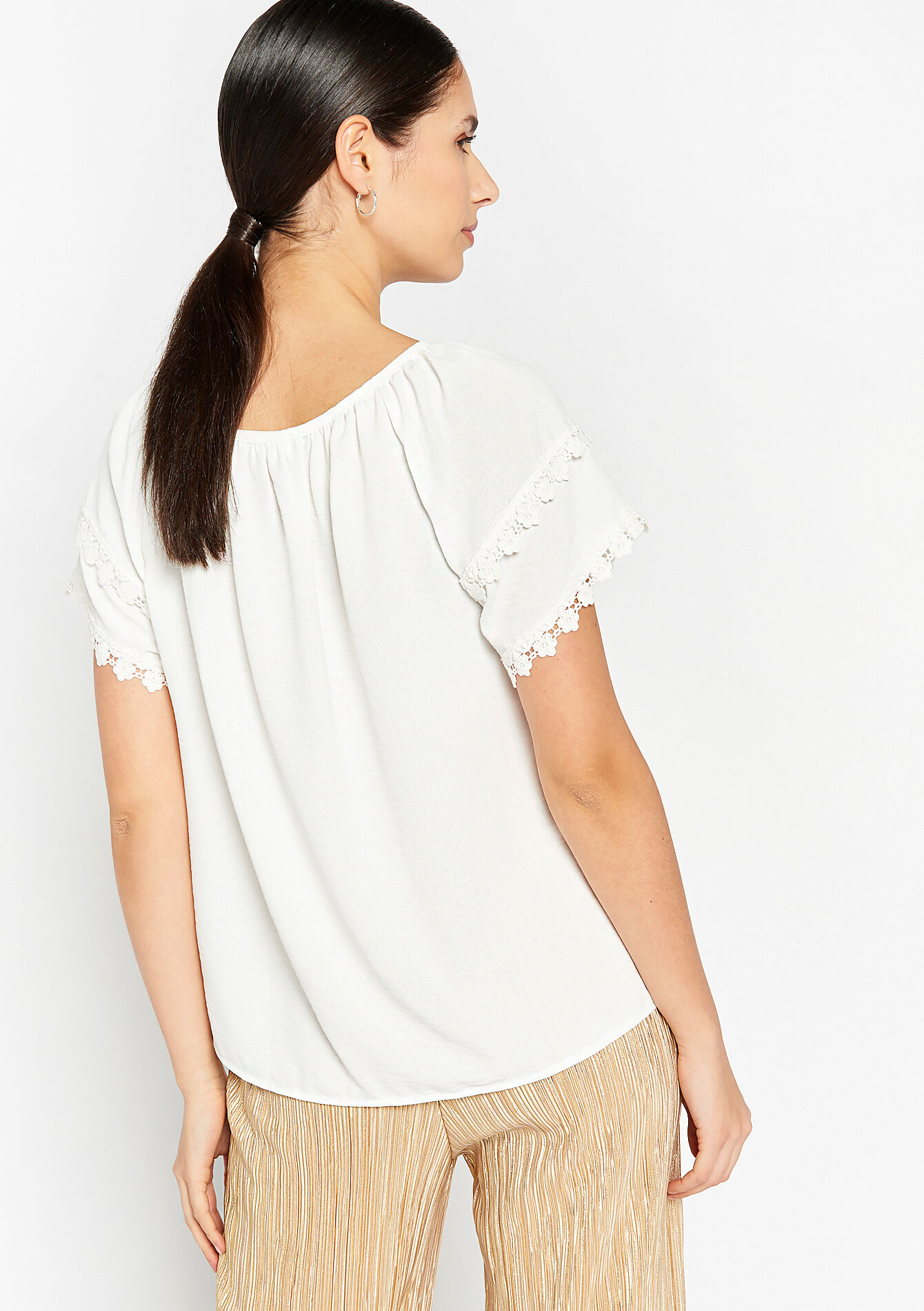 Blouse with crochet - OPTICAL WHITE - 05702198_1019
