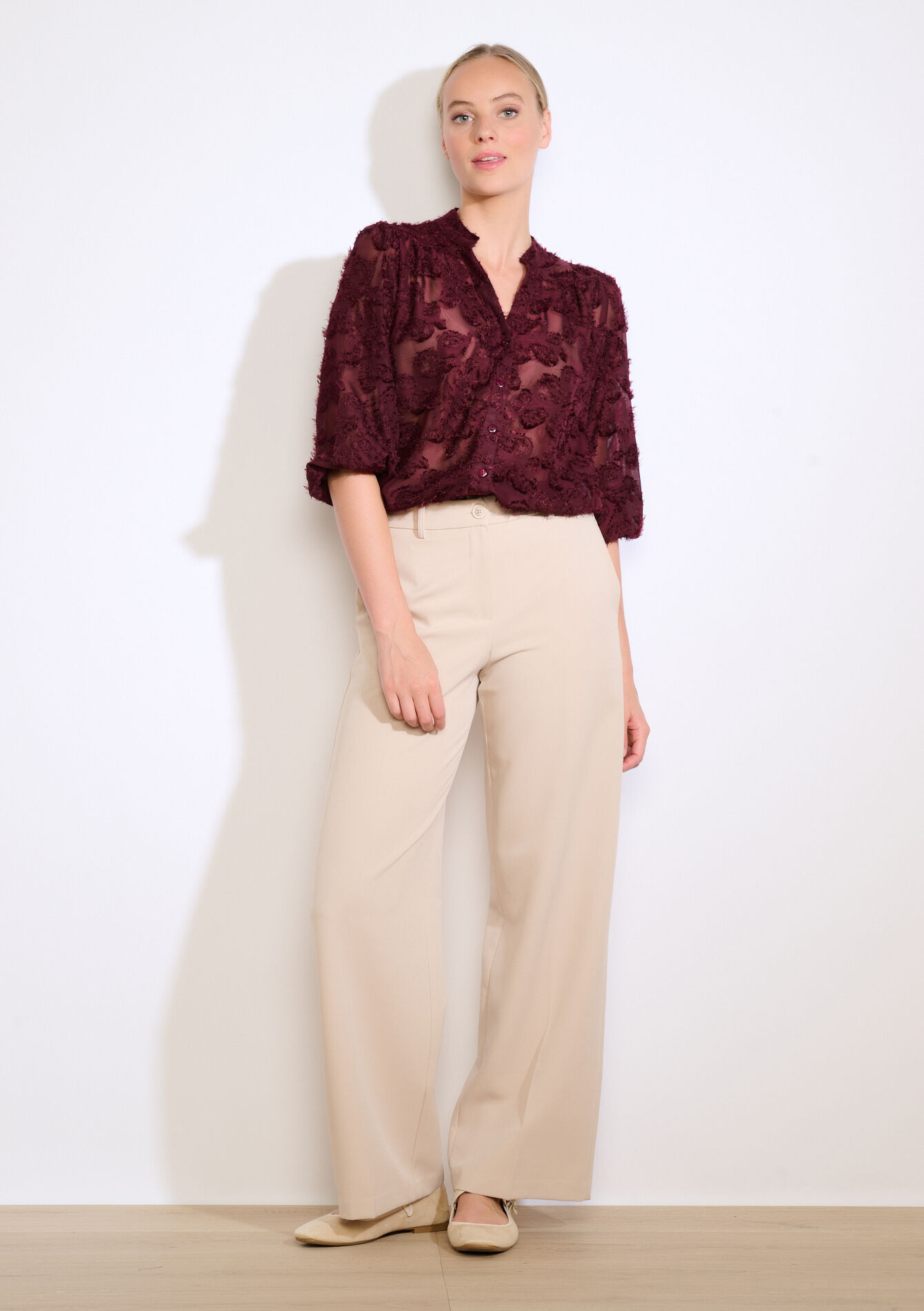 Chemise transparente texturée - BORDEAUX WINE - 05702855_5514