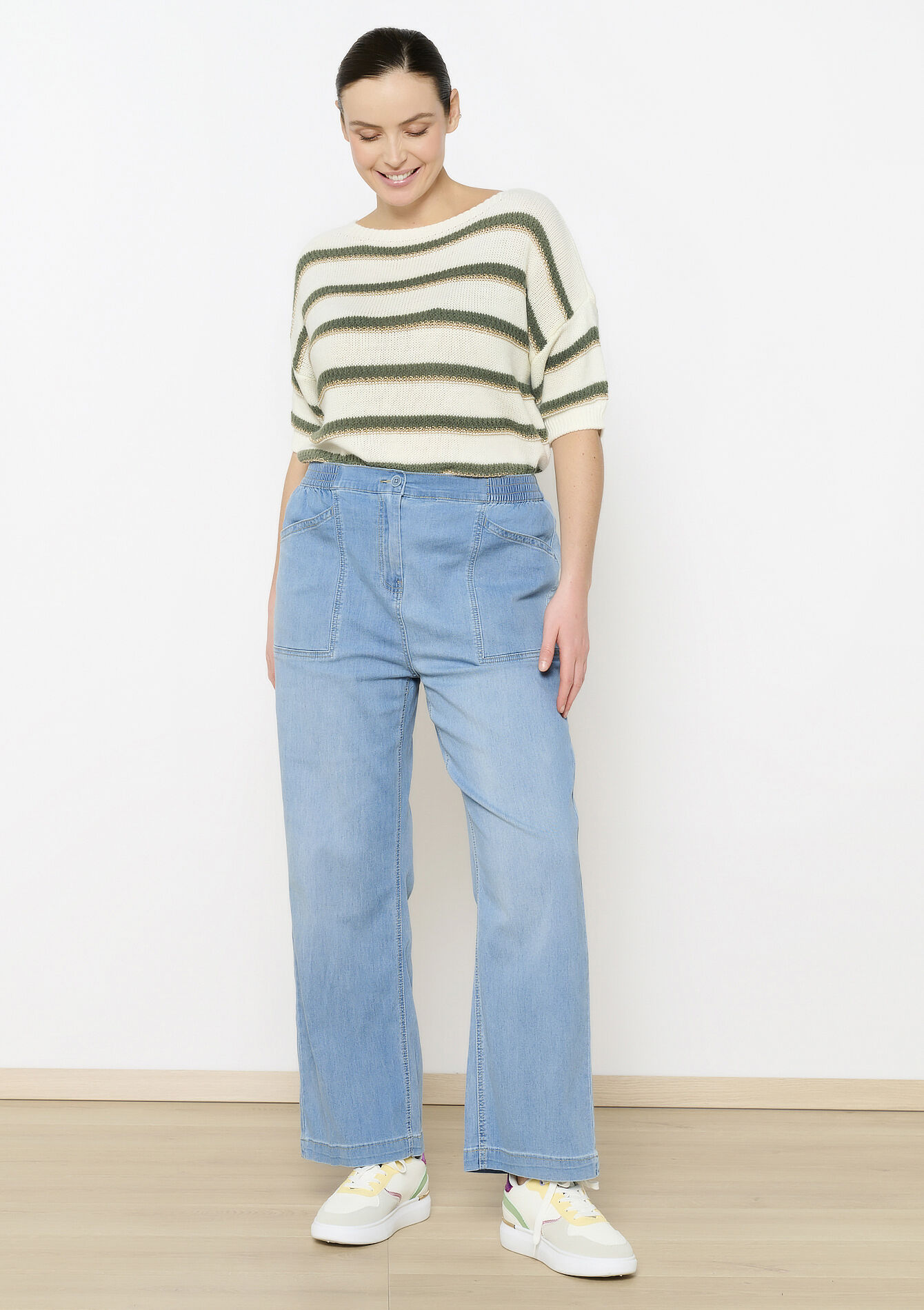 Jean évasé taille haute, Jean évasé taille haute - BLUE BLEACHED - 22000569_0502