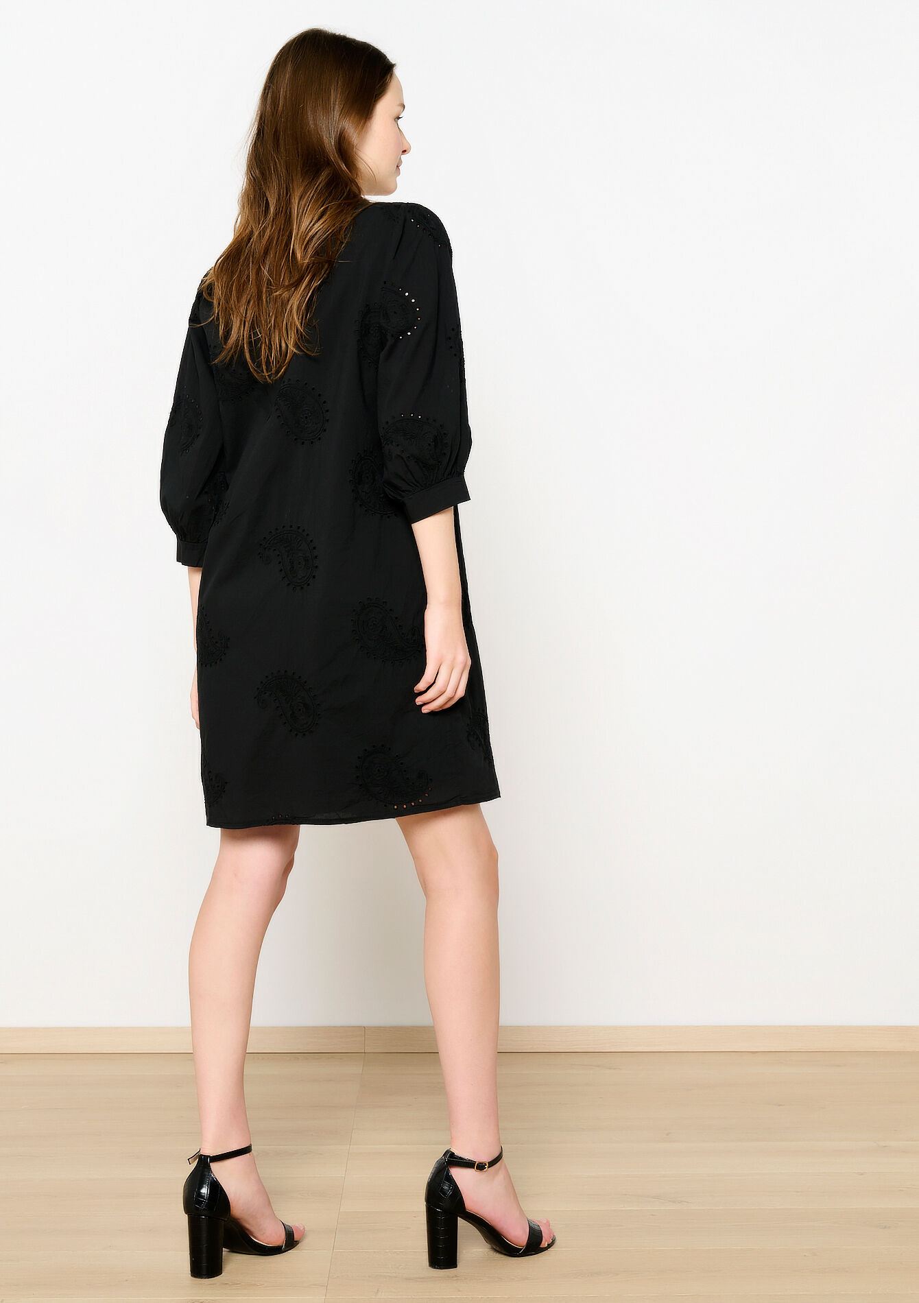 Shirt dress with embroidery, Shirt dress with embroidery - BLACK - 08103649_1119