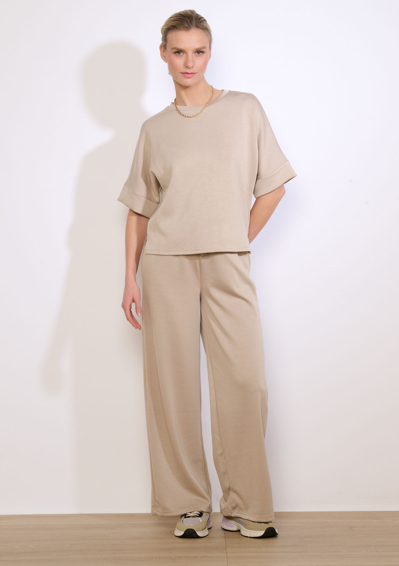 Modal T-shirt met ronde hals, Modal T-shirt met ronde hals - TAUPE - 15100407_1021