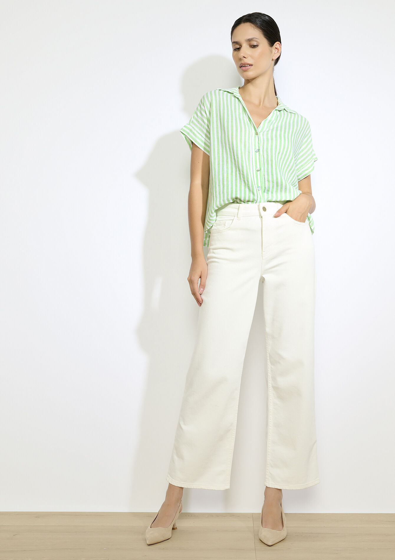 Luchtige gestreepte blouse, Luchtige gestreepte blouse - MINT GREEN - 05702845_1723