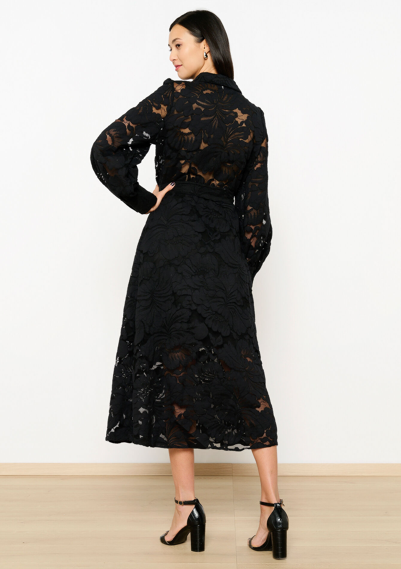 Robe-chemise en dentelle - BLACK - 08103858_1119