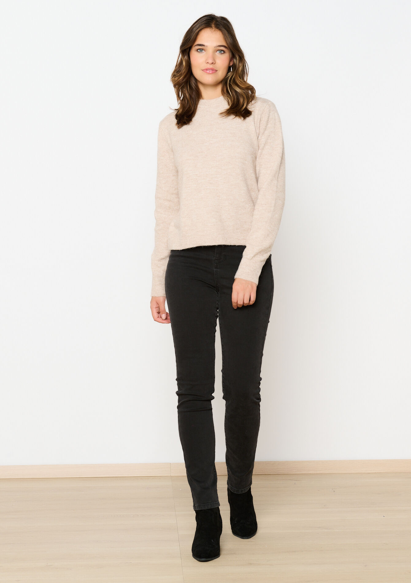 Basic trui met ronde hals, Basic trui met ronde hals - BEIGE CHINE - 04006522_4025