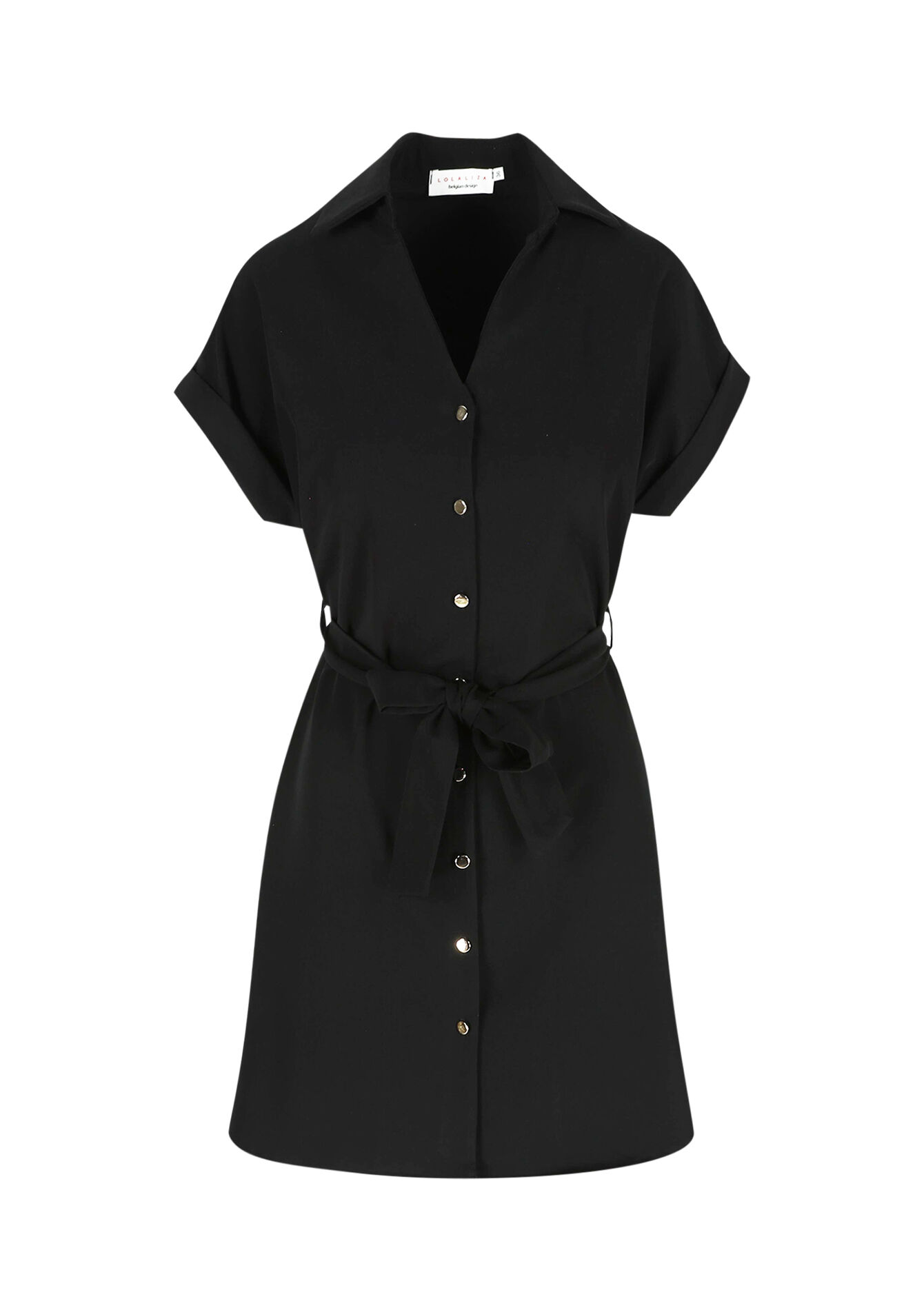 Robe-chemise avec lien à nouer, Robe-chemise avec lien à nouer - BLACK - 08103995_1119