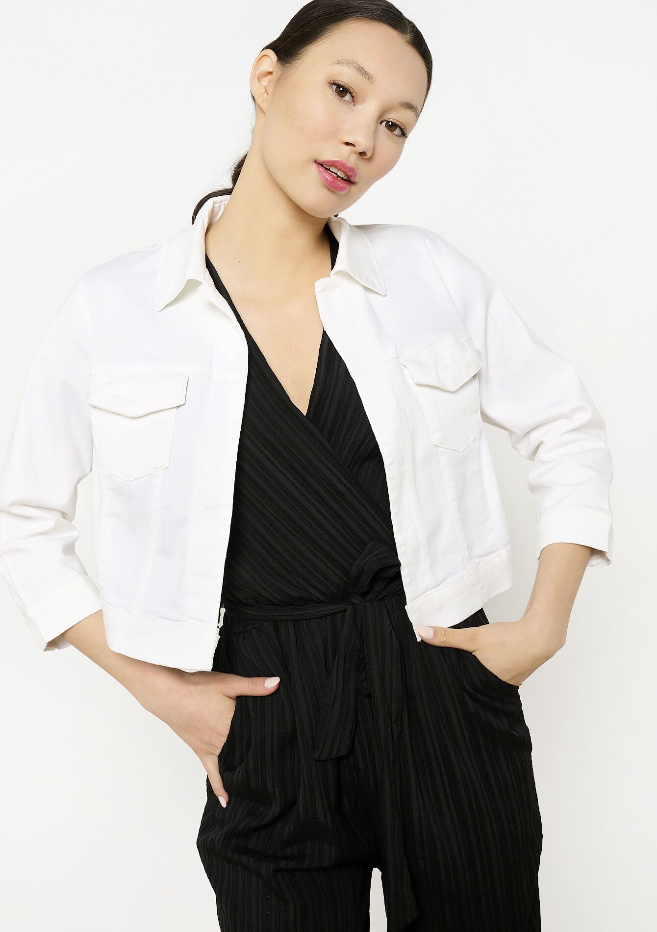 Kort twill jasje, Kort twill jasje - OPTICAL WHITE - 09100985_1019