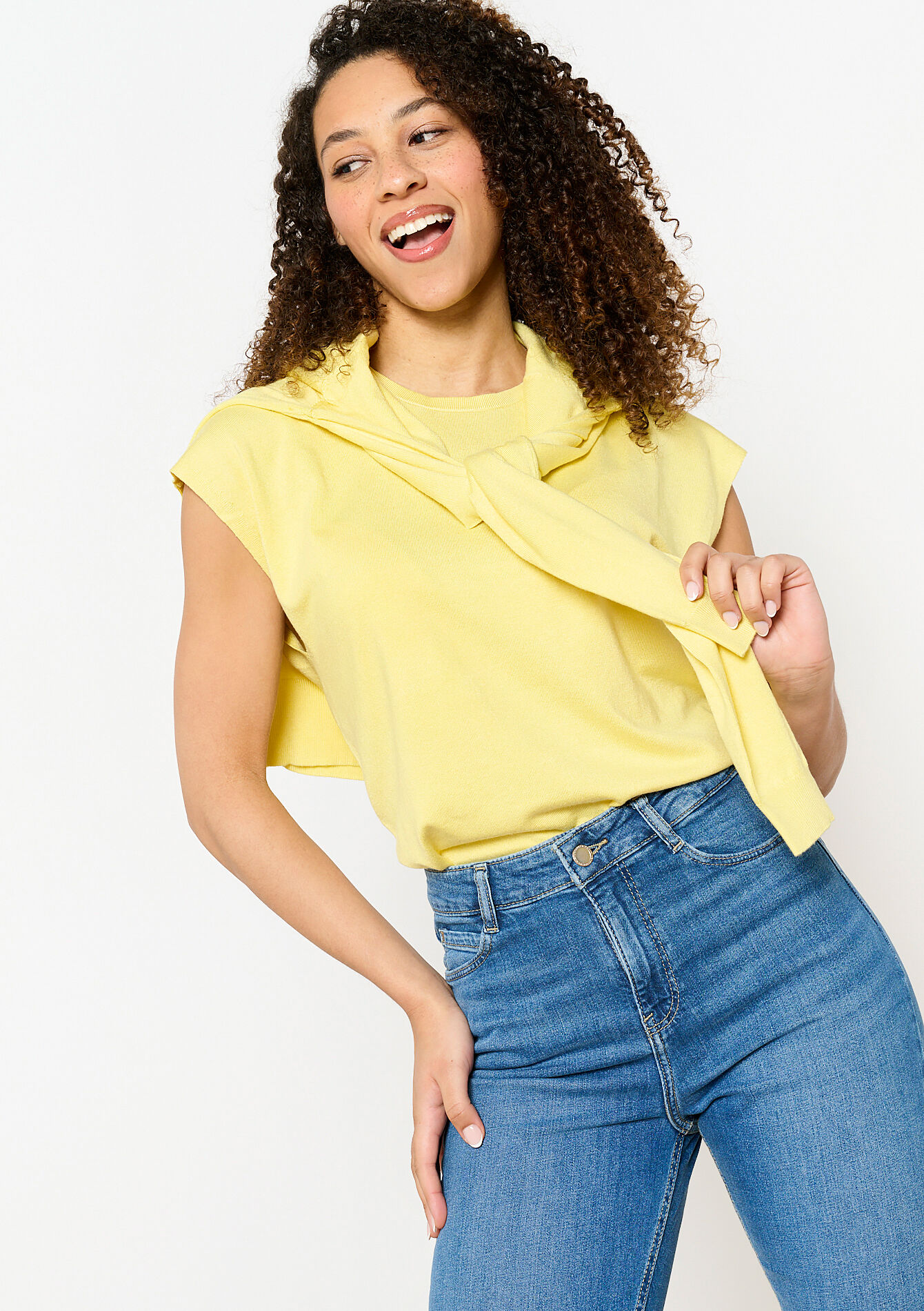 Light sleeveless sweater, Light sleeveless sweater - YELLOW PASTEL - 04006777_5004