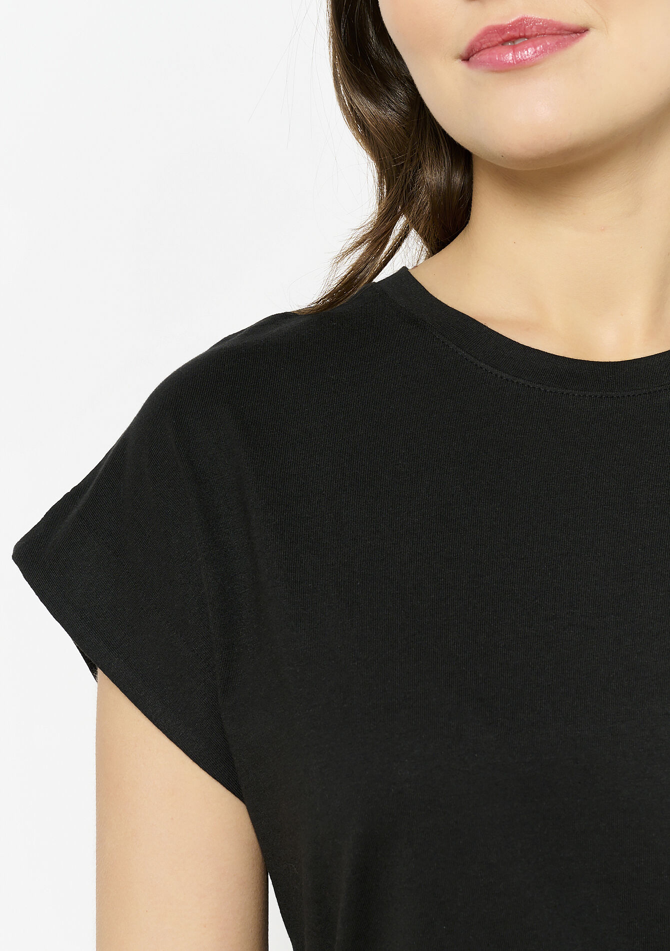 Basic cotton t-shirt - BLACK - 02301672_1119