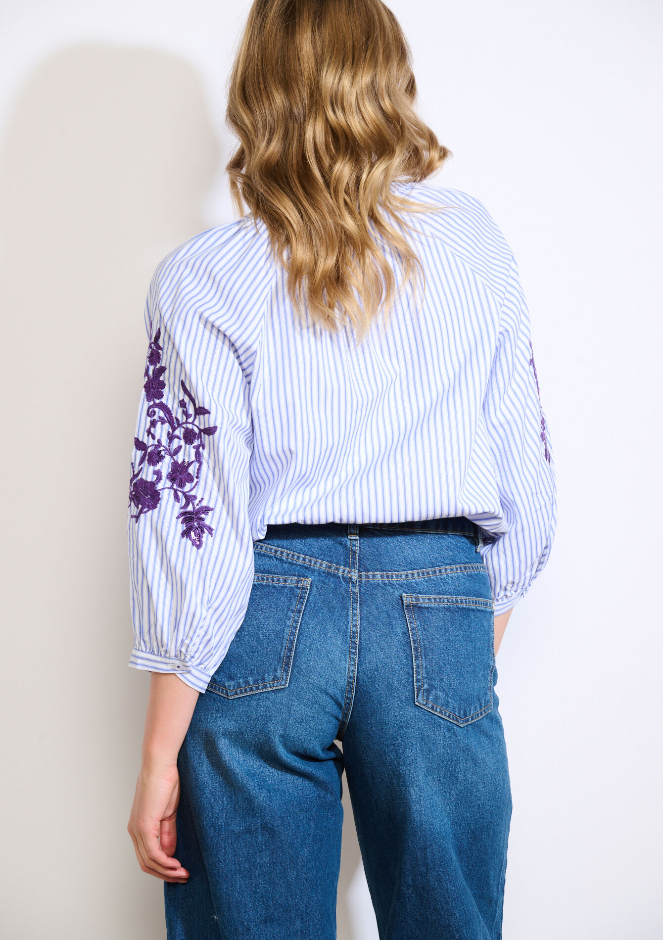 Gestreept hemd met pailletten - ELECTRIC BLUE - 05702911_1619