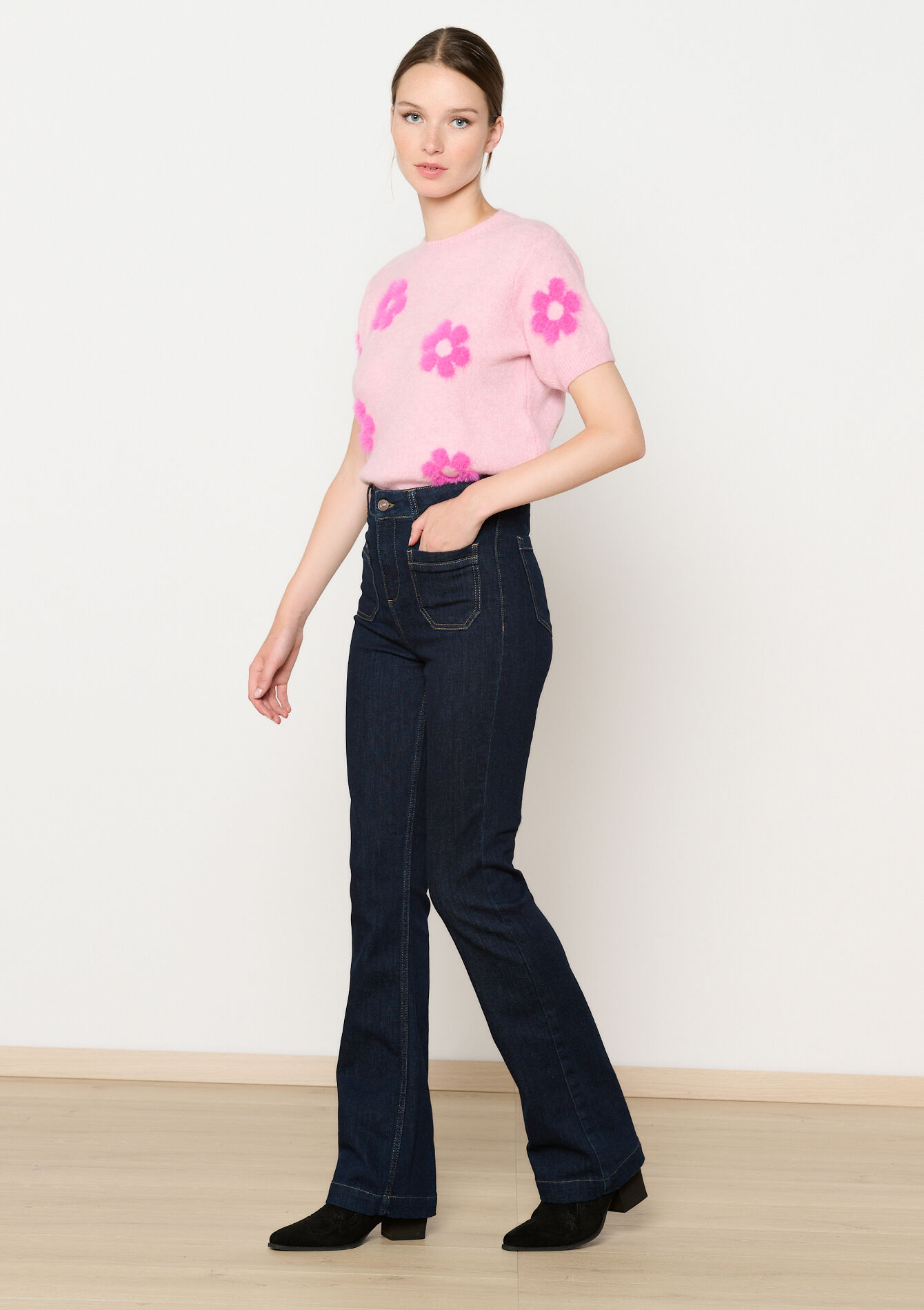 Jean bootcut taille haute - DARK BLUE - 22000553_0501