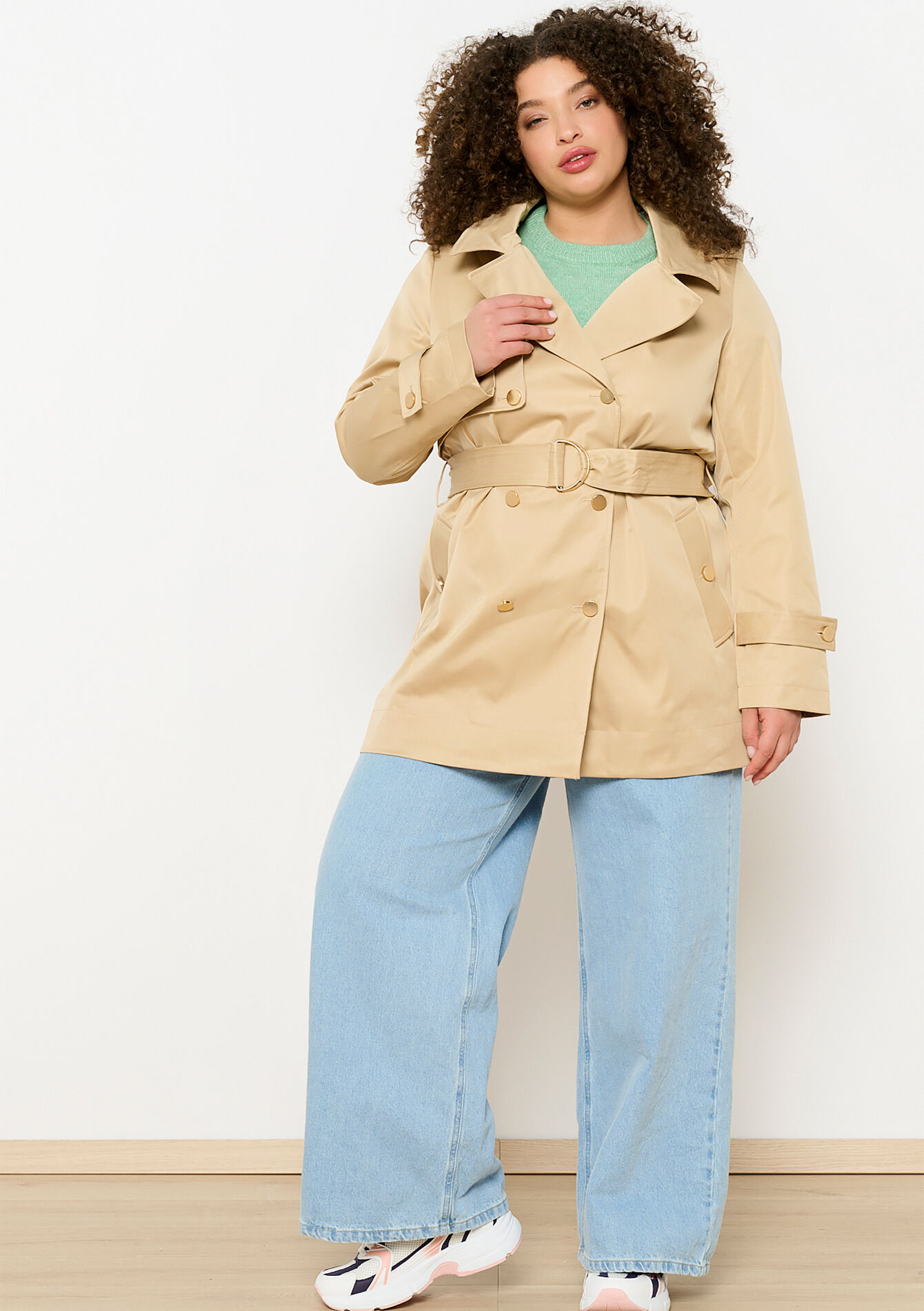 Half-length trench coat, Half-length trench coat - BEIGE SAND - 23000720_1940