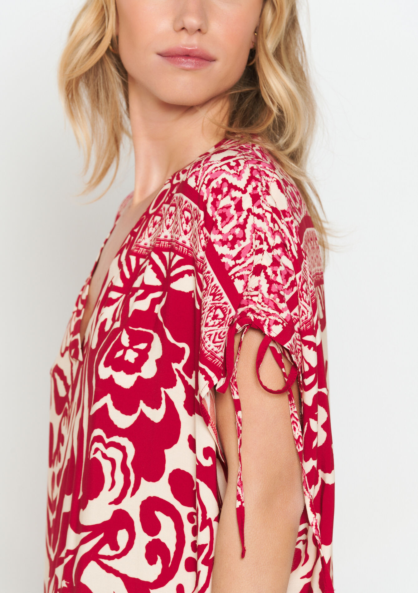 Kaftanjurk met bloemen, Kaftanjurk met bloemen - RED LIPSTICK - 08103575_5310