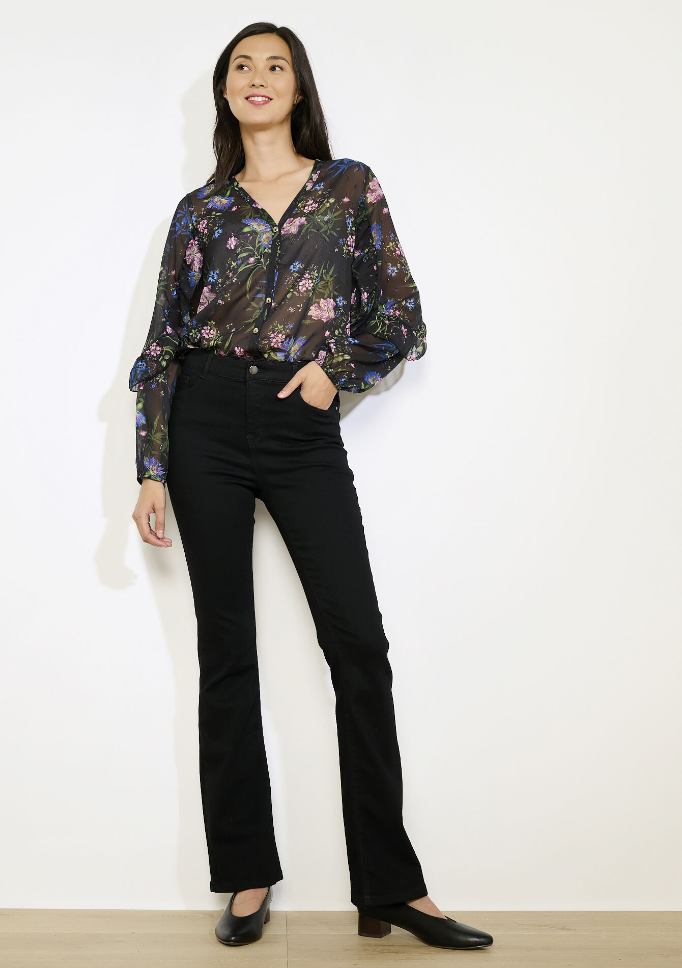 Bootcut jeans hoge taille, Bootcut jeans hoge taille - BLACK - 22000616_1119
