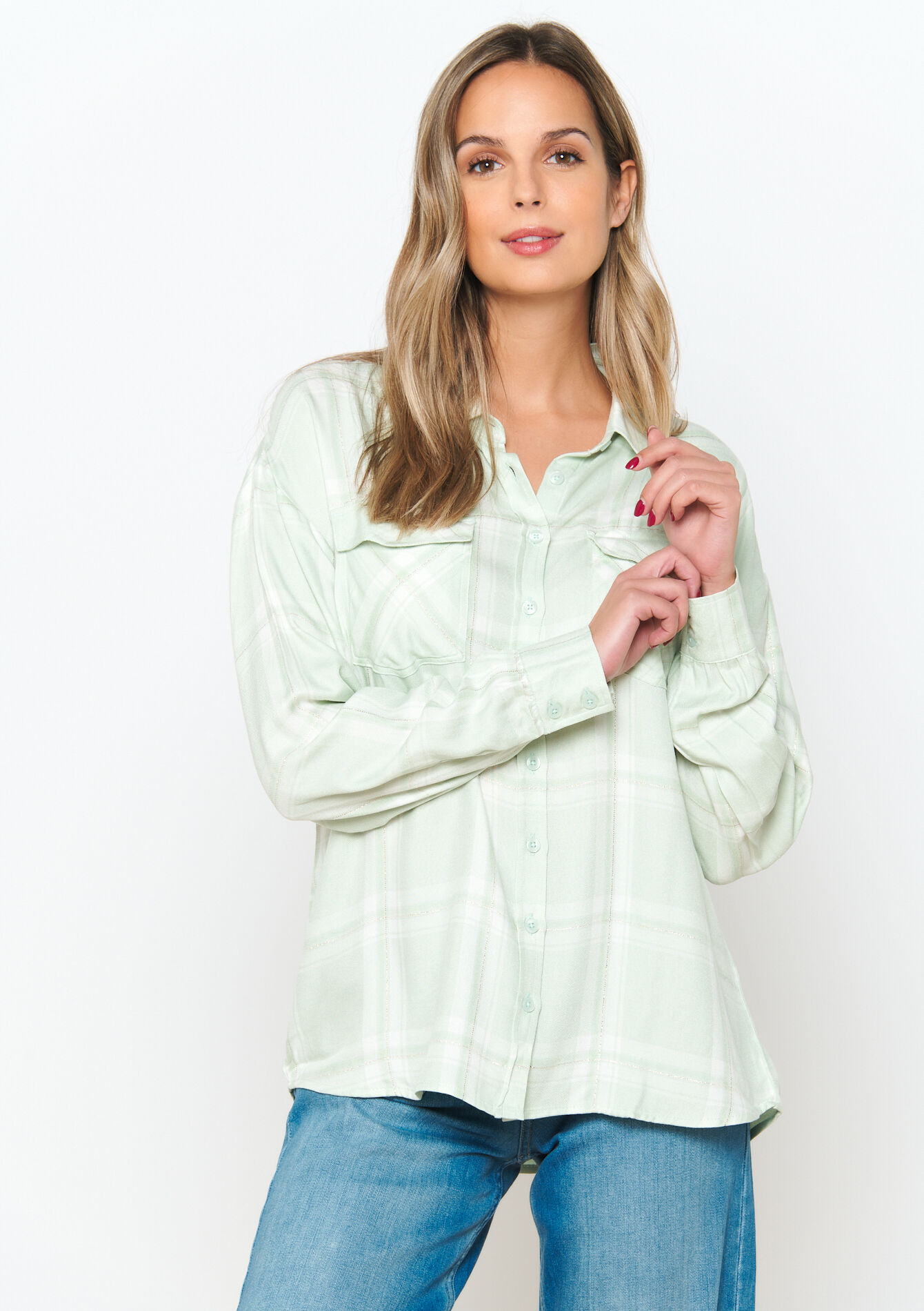 Geruit hemd met lurex, Geruit hemd met lurex - LIGHT GREEN PASTEL - 05702407_1822