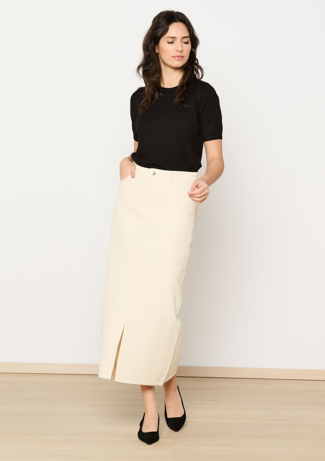 Maxirok met split, Maxirok met split - LT BEIGE - 07101295_2527