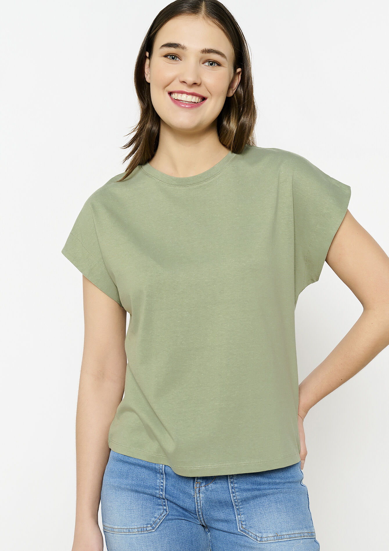 Basic cotton t-shirt, Basic cotton t-shirt - KHAKI FADED - 02301672_4326