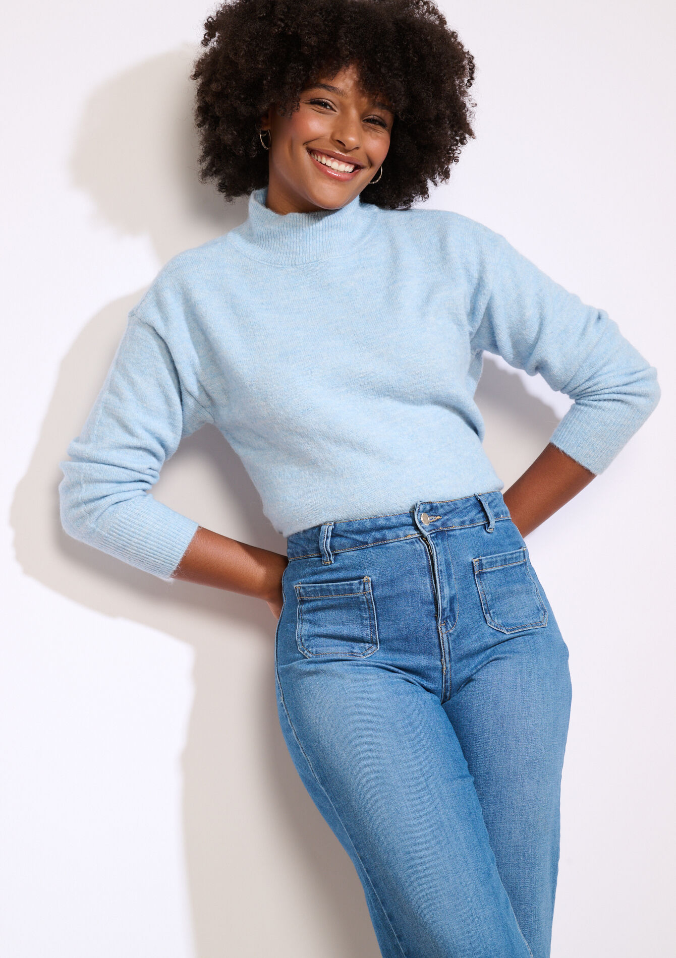 Zachte trui met col - BLUE PASTEL - 04006914_3003