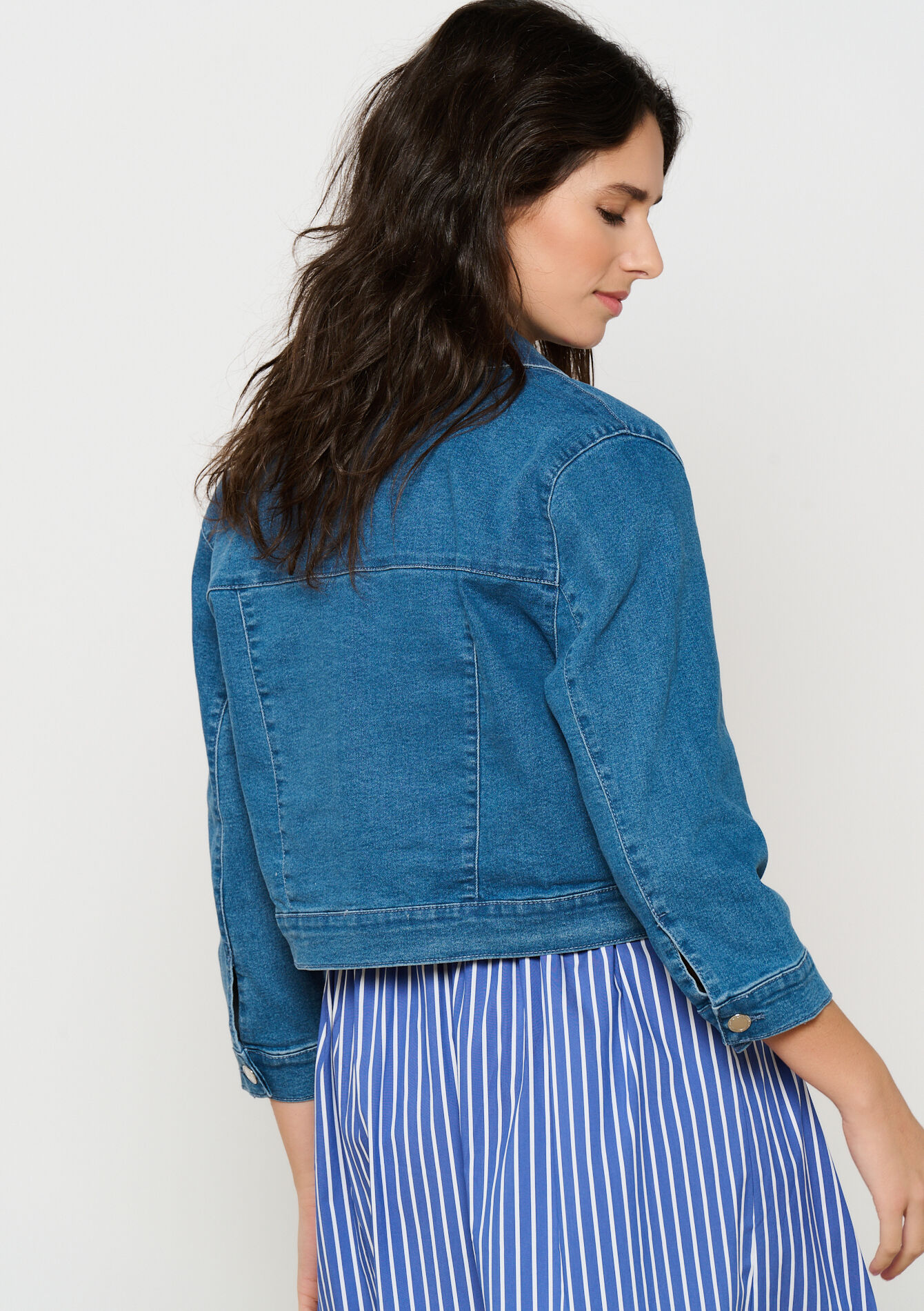 Korte denim jas, Korte denim jas - MEDIUM BLUE - 09100983_0500