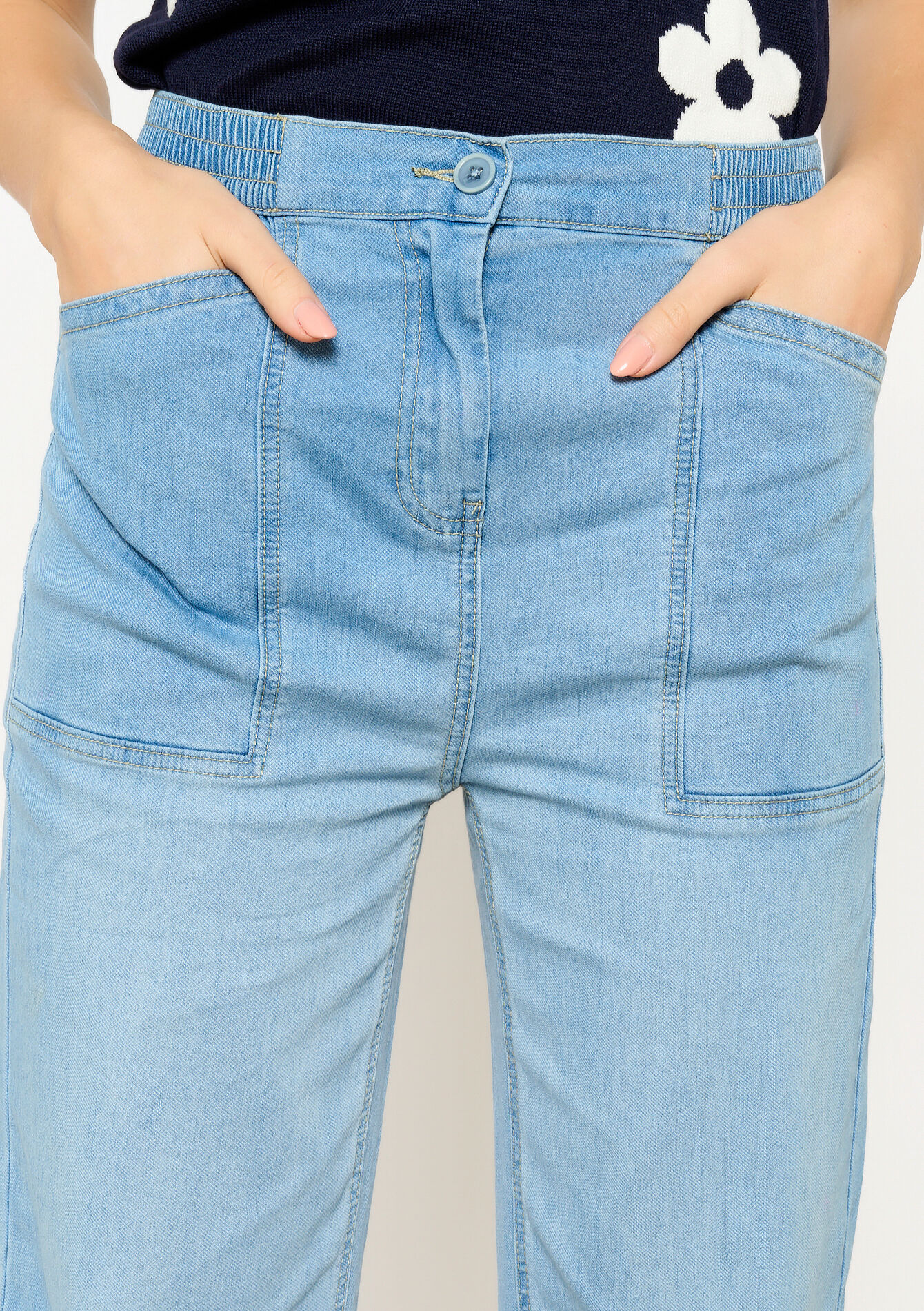 Jean évasé taille haute, Jean évasé taille haute - BLUE BLEACHED - 22000569_0502