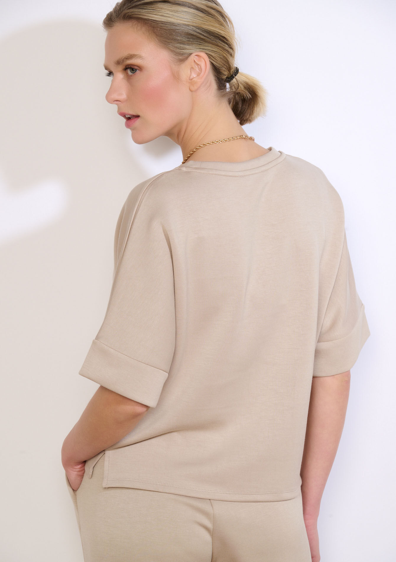 Modal T-shirt met ronde hals, Modal T-shirt met ronde hals - TAUPE - 15100407_1021