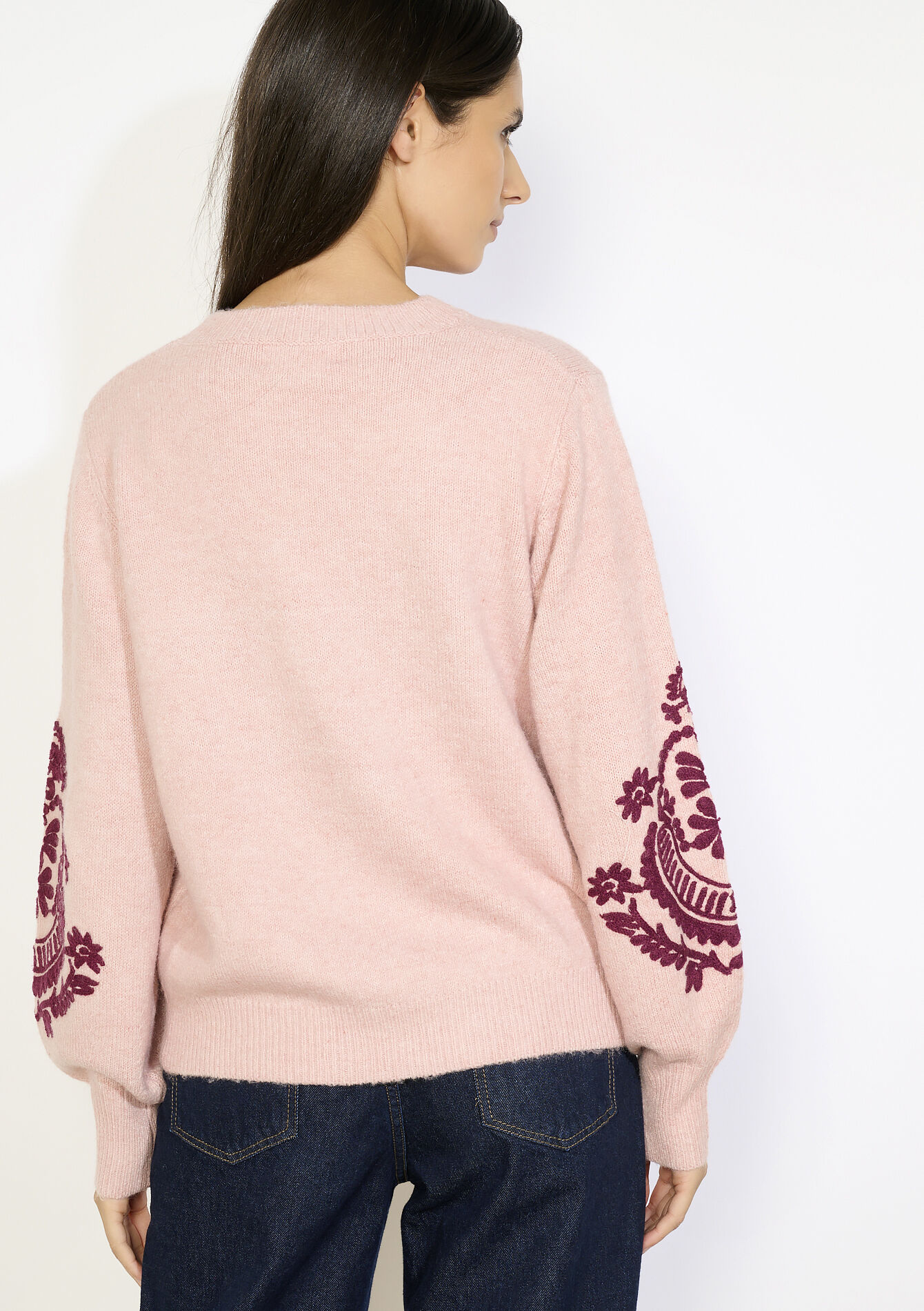 Pull brodé manches ballon - NUDE LOTUS - 04007036_4118