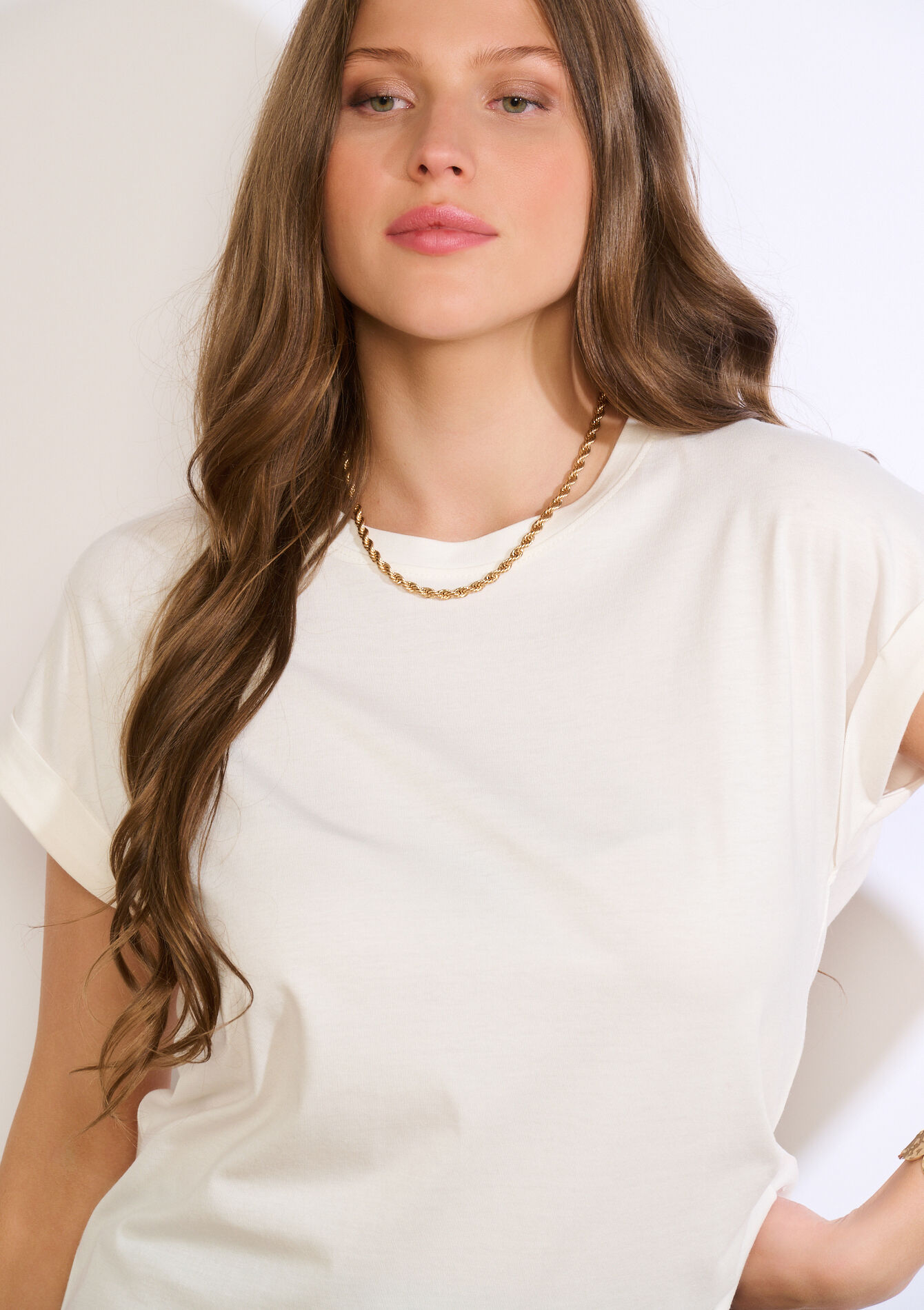 Losvallende T-shirt, Losvallende T-shirt - OFFWHITE - 02301926_1001