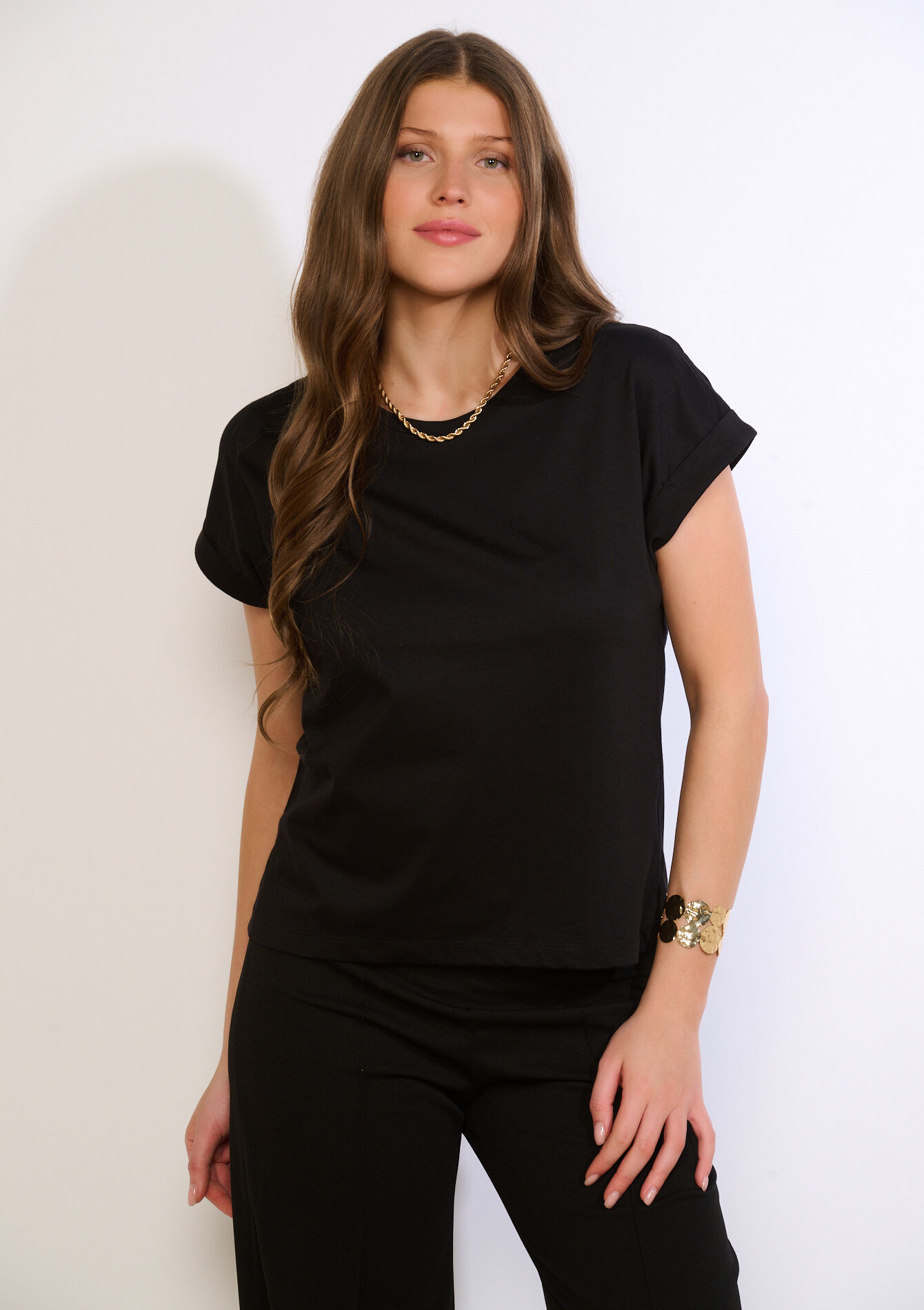 Losvallende T-shirt, Losvallende T-shirt - BLACK - 02301926_1119