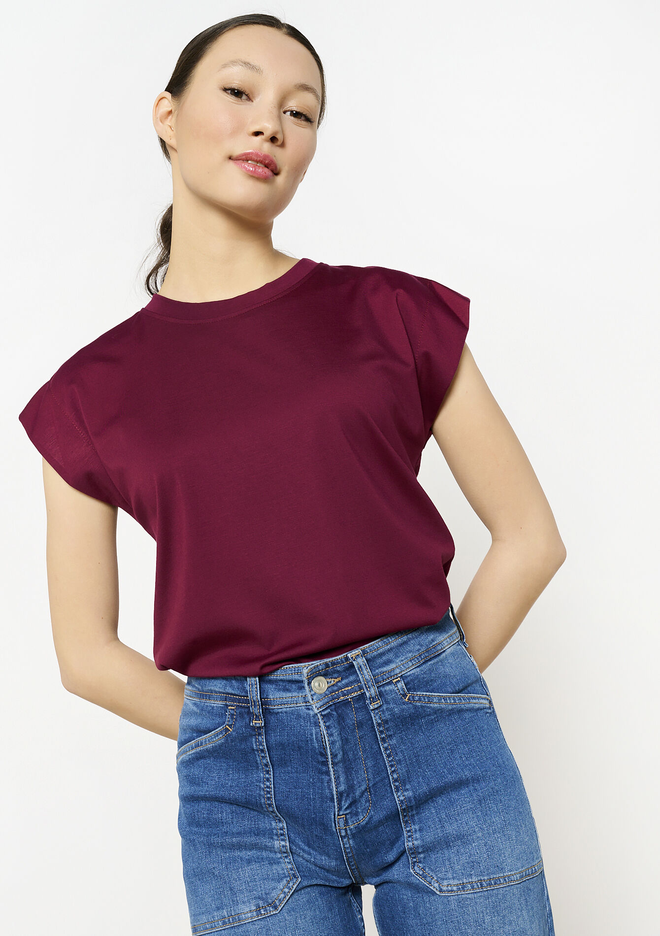 T-shirt met korte mouwen - BORDEAU WINE - 02301715_1467