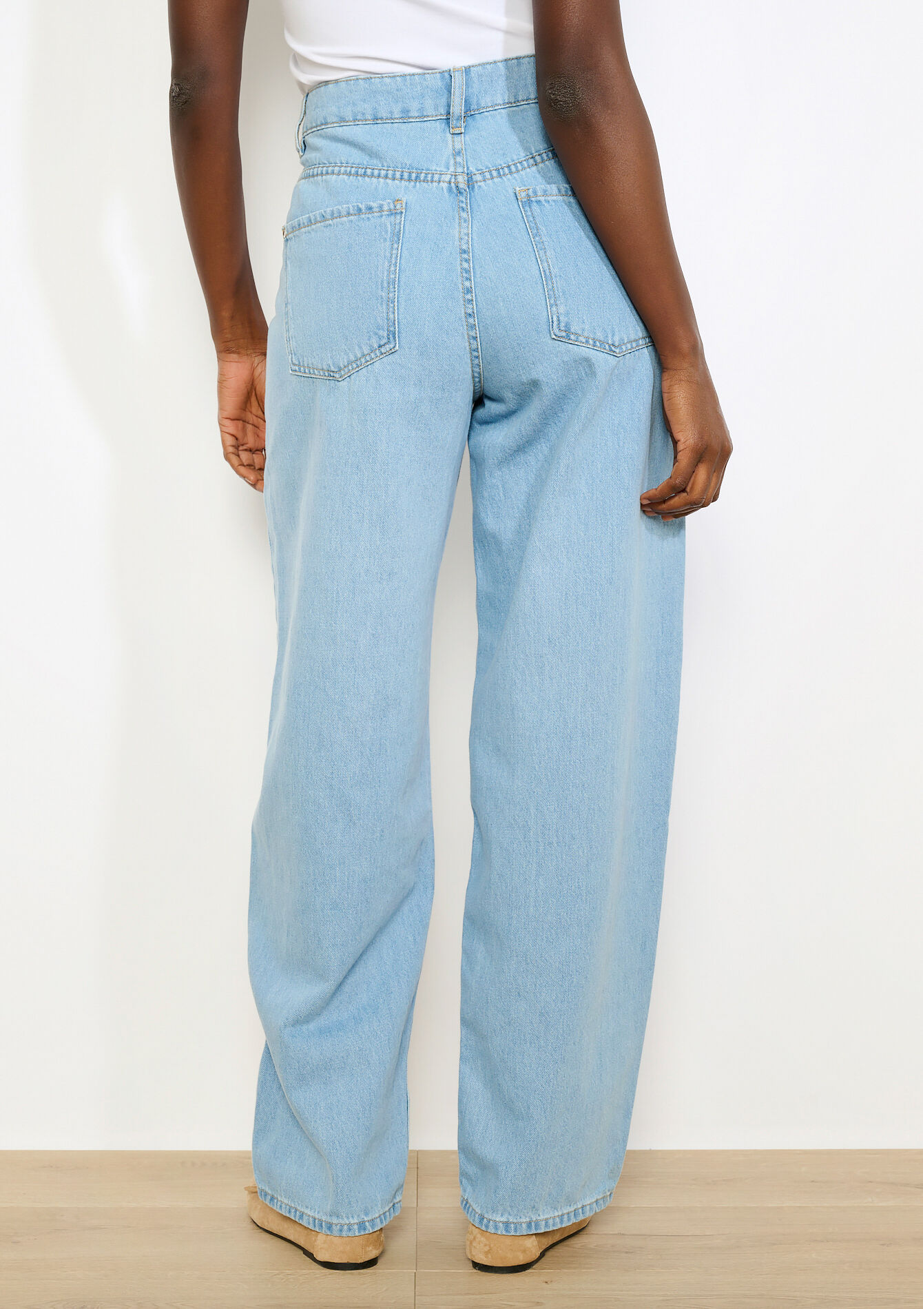 Hoge taille wide-leg jeans, Hoge taille wide-leg jeans - BLUE BLEACHED - 22000661_0502