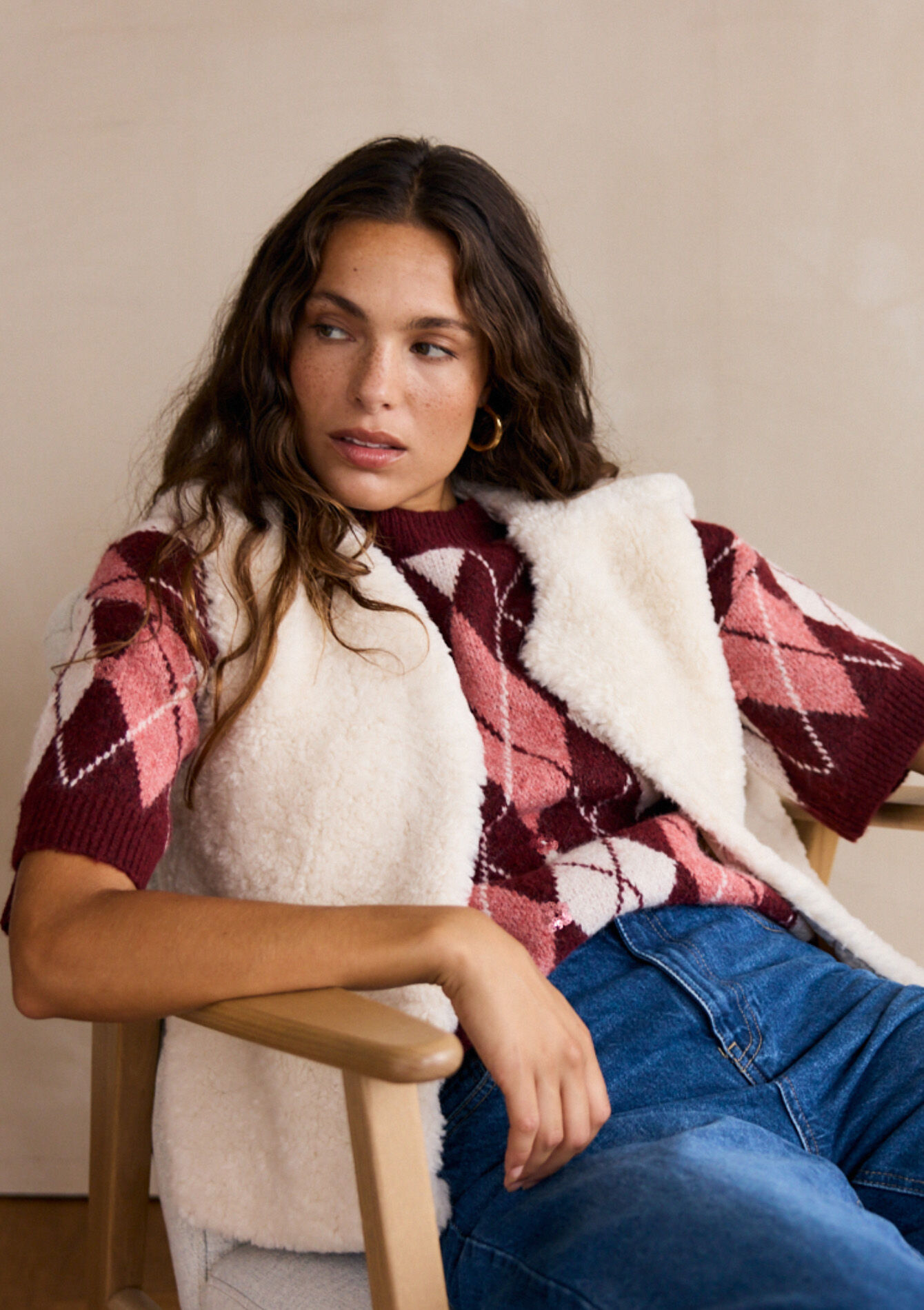 Mouwloos teddy gilet - OFFWHITE - 09001471_1001
