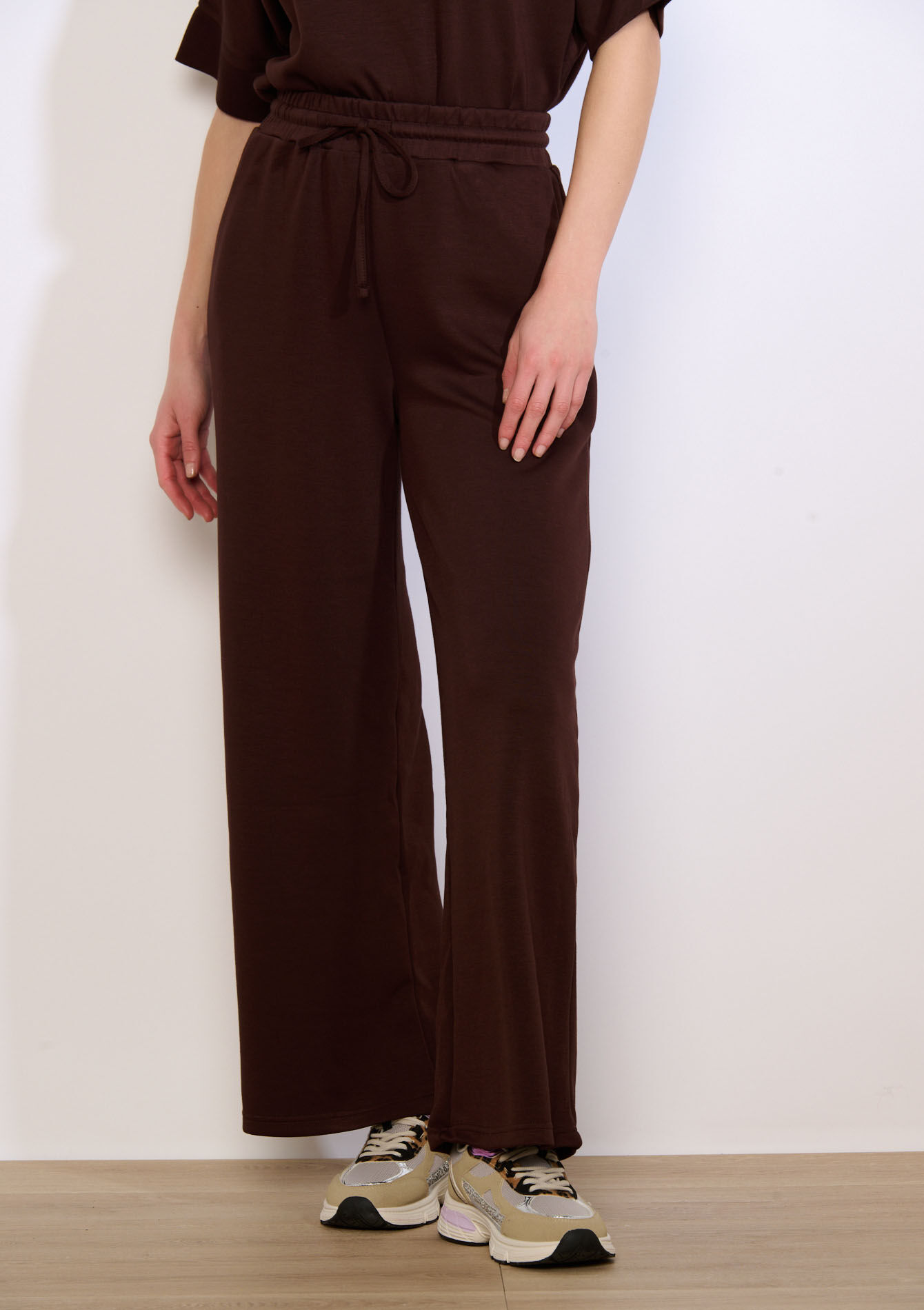 Wijde joggingbroek van modal - BROWN DARK CHOCOLATE - 15100405_3720