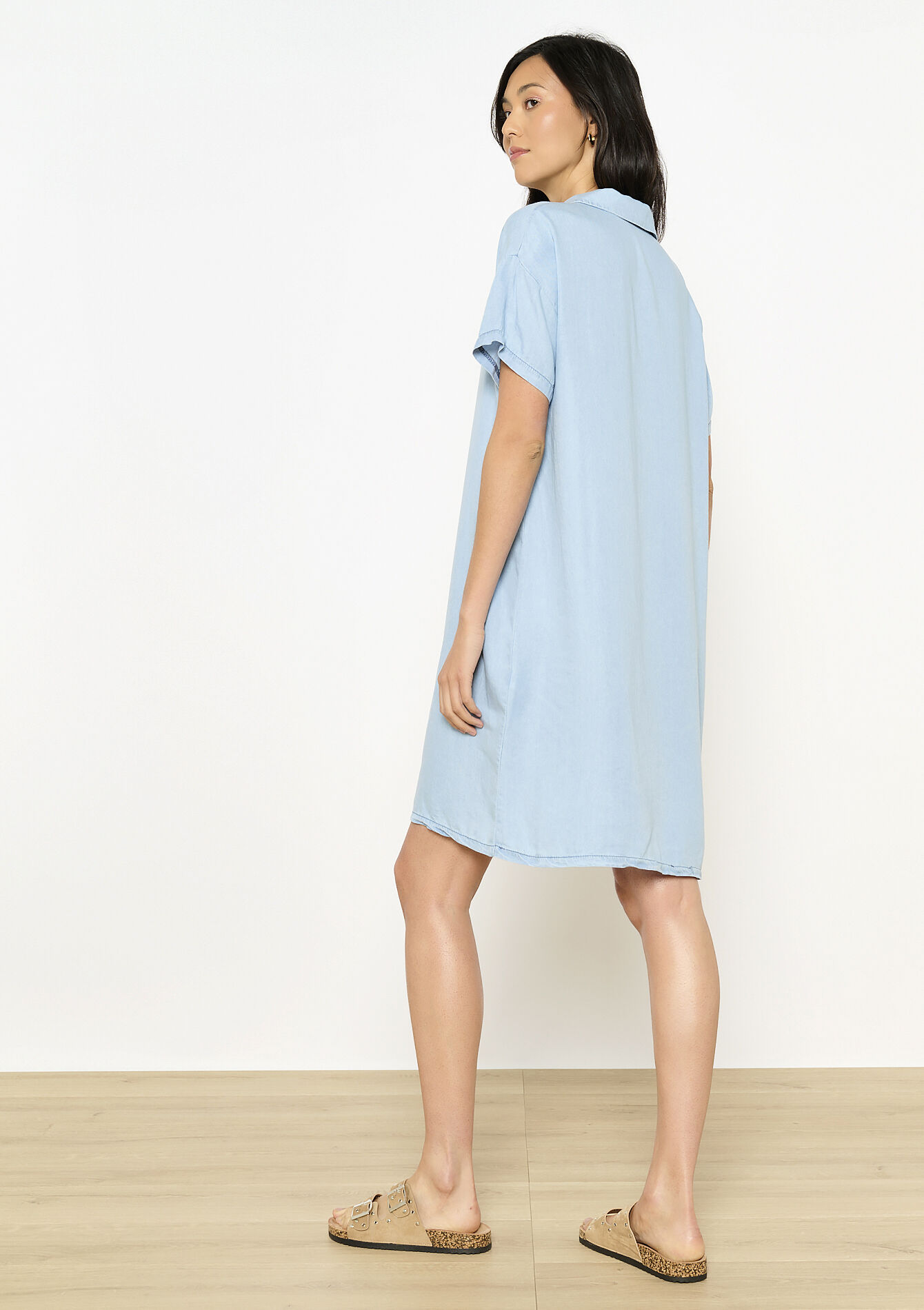 Robe chemise fluide - BLUE BLEACHED - 08104177_0502