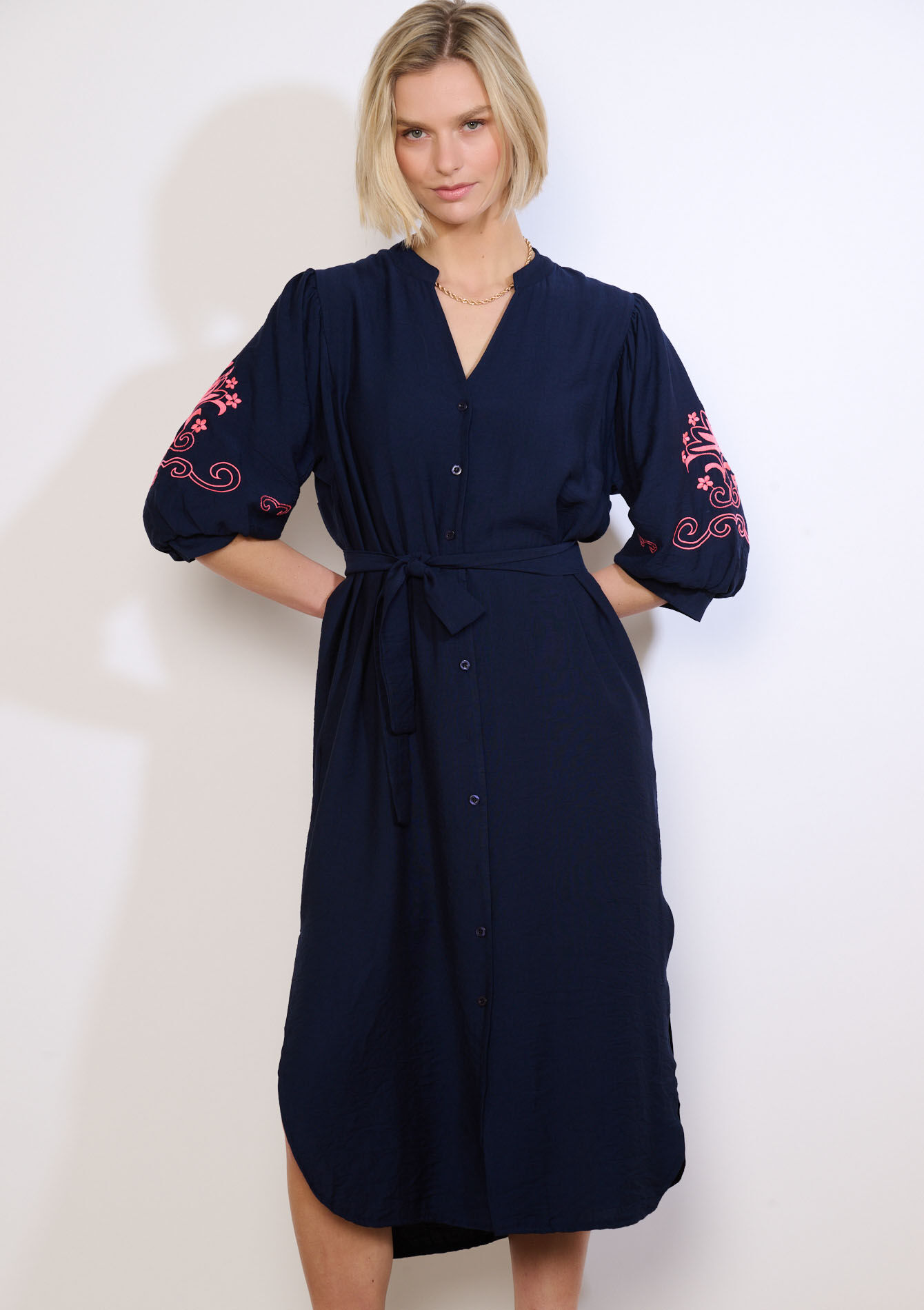 Embroidered shirt dress, Embroidered shirt dress, , back